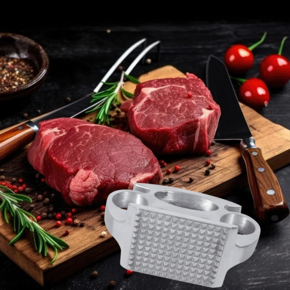 Renyigou Meat Tenderizer Hammer Steak Hammer Mallet Zinc Alloy Meat Tenderizer Hammer Pork Chop Steak Meat Mallet Rubber Portable Kitchen Tools