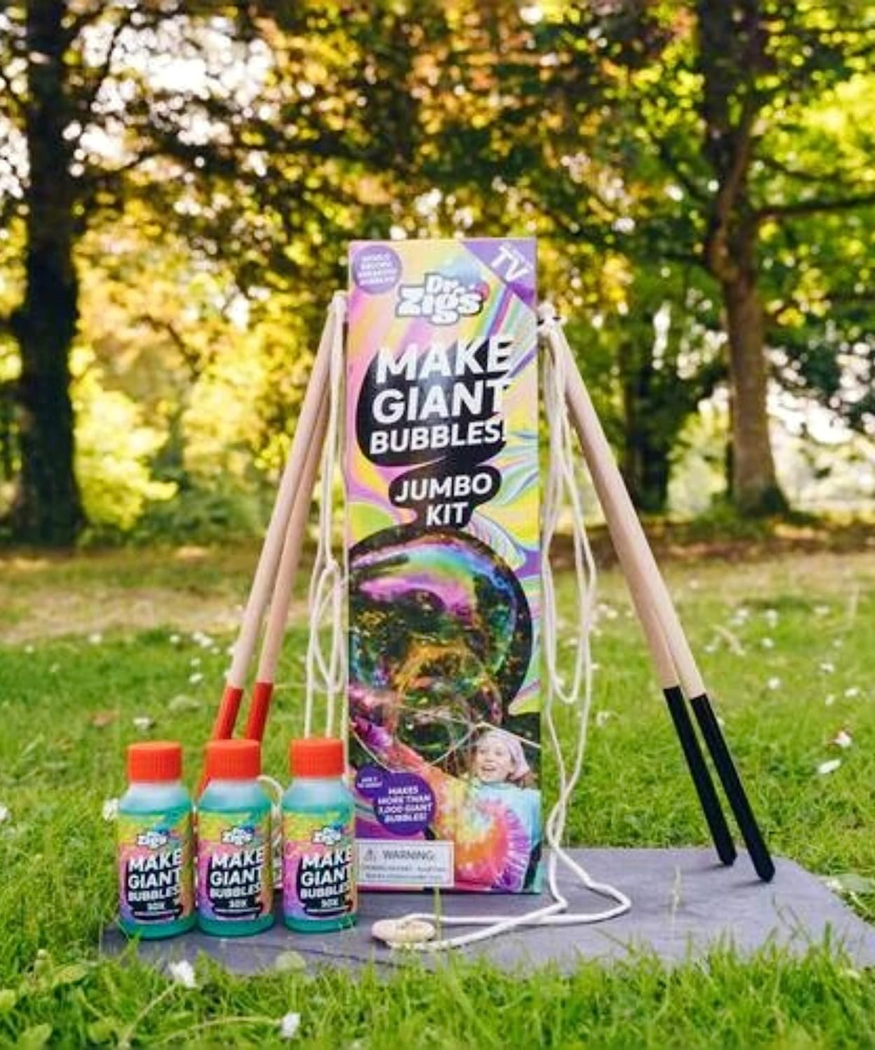 Dr Zigs Eco Giant Bubble Kit - Jumbo Set - Sustainable Wands and Professional Grade Solution, Outdoor, Garden Fun Toy. image number 1