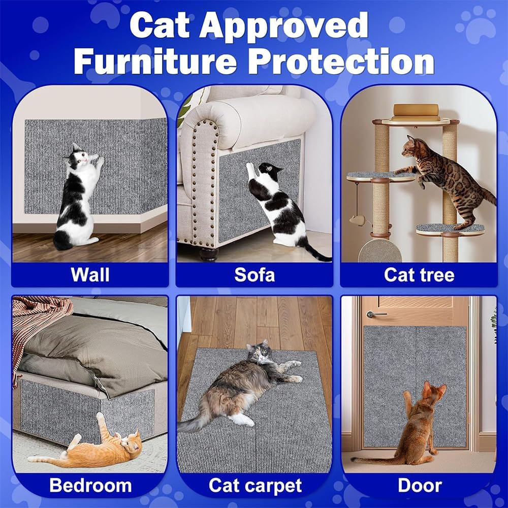 NYGHMY Cat Scratch Couch Protector (78.7"X15.75"), Wall Corner Scratcher Pad, DIY Cat Scratching Carpet, Self-Adhesive & Replaceable - Cat Furniture Protection, Cat Supplies, Protect Your Couch & Wall image number 1