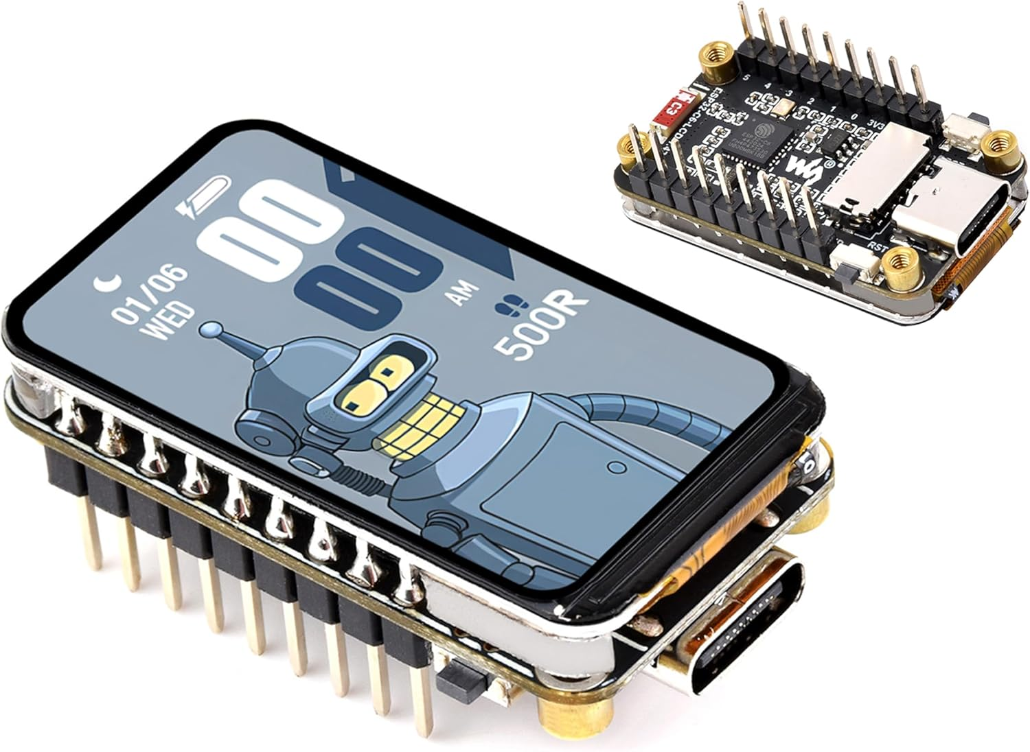 ESP32-C6 1.47Inch Display Development Board,172X320, 262K Color, 160Mhz Running Frequency Single-Core Processor, Support W-If-I & BLE, with Colorful RGB LED, with Pre-Soldered Header