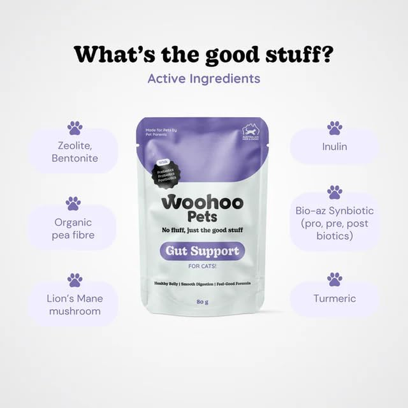 Woohoopets Gut Support for Cats | Healthy Belly & Immune Support, 80G image number 1