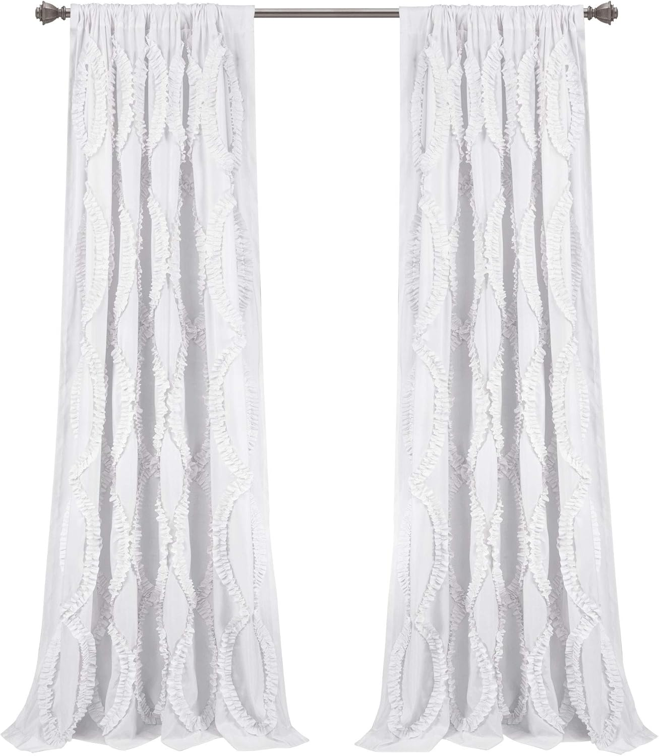 Lush Decor Lush D&Eacute;COR, White Avon Window Panel for Living, Dining Room, Bedroom (Single Curtain), 108&rdquo; X 54 image number 5