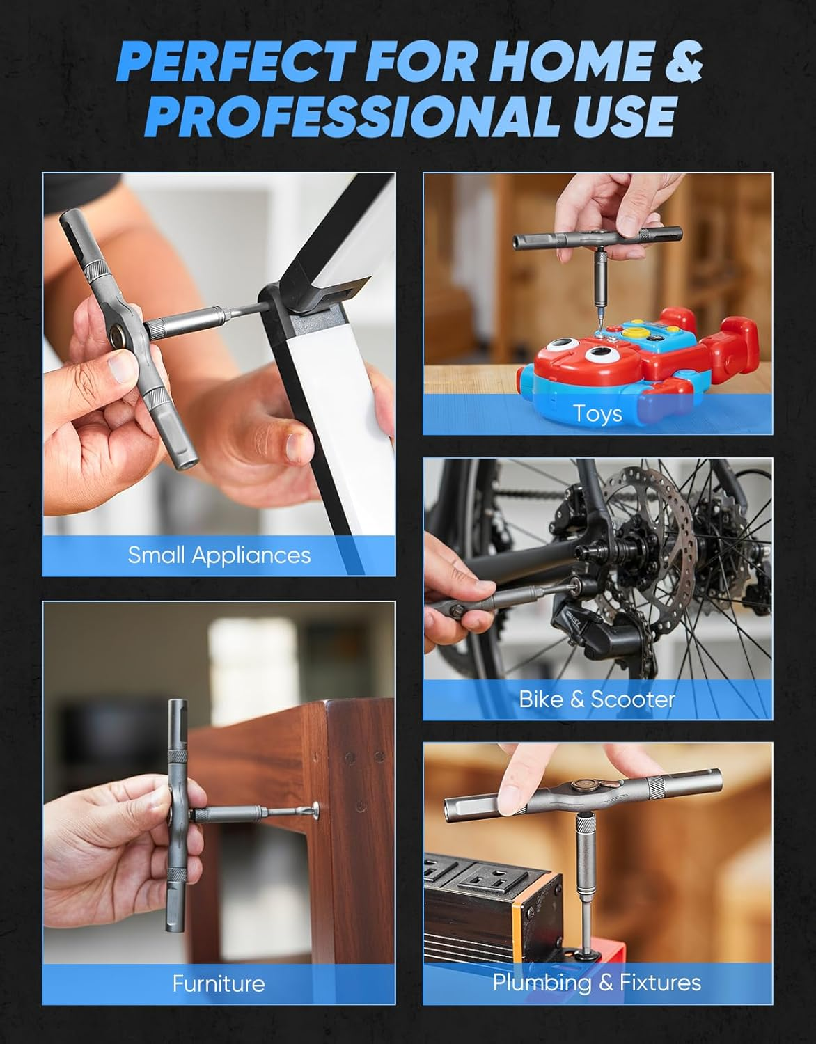 Upgrated 42 in 1 Magnetic Screwdriver Set, Ratcheting Screwdriver Kit,Detachable Multi-Functional Handle & 40Pcs in Storage Case for Electronics, Furniture, DIY (Grey) - Grey image number 6