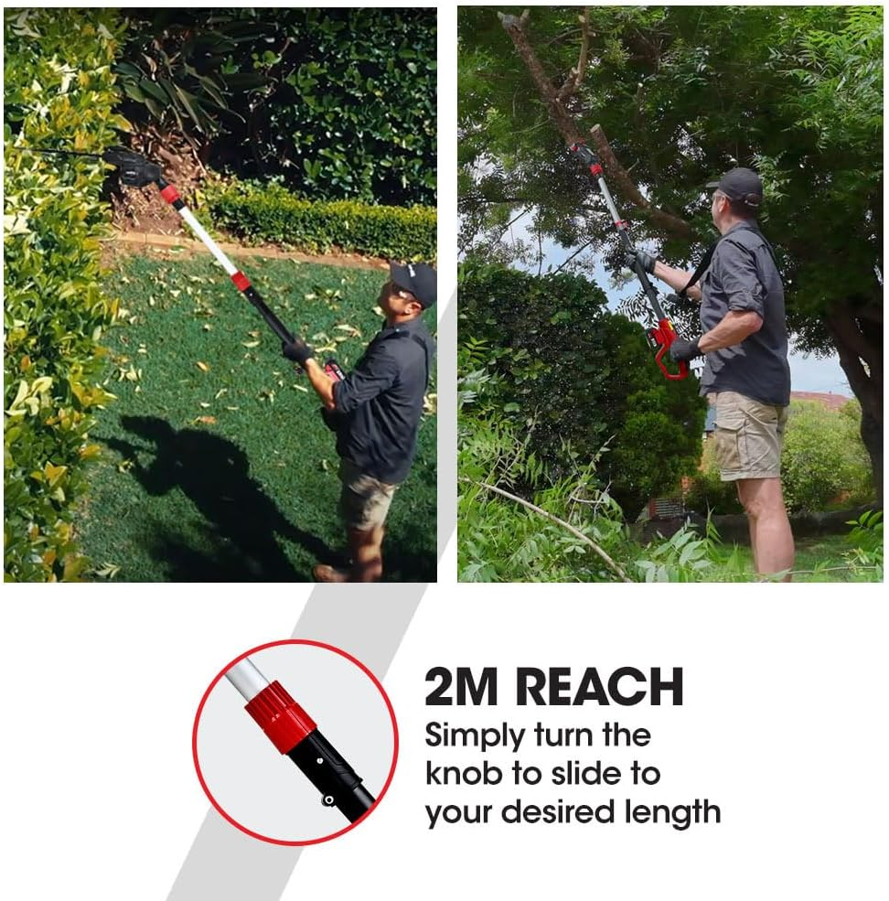 Baumr-Ag 20V SYNC Cordless Pole Saw & Hedge Trimmer Combo, 8 Inch Chainsaw Pruner, Telescopic Handle, with Battery and Charger Kit image number 5