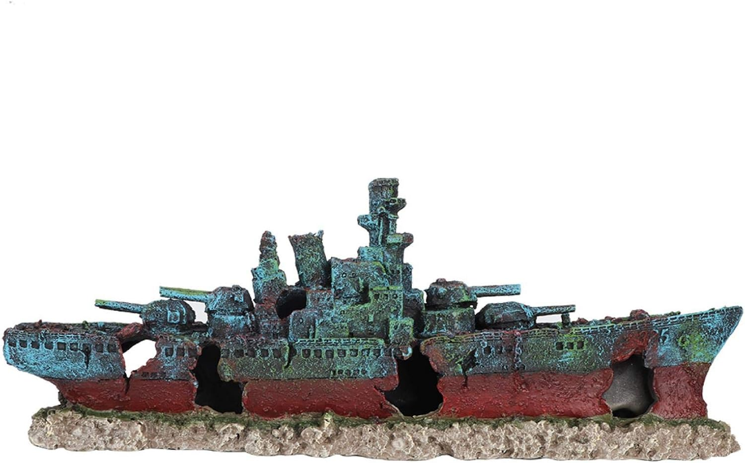 EVTSCAN Fish Tank Resin Wreck Boat Sunk Battleship Simulation War Ship Aquarium Ornament Cave Decoration image number 3