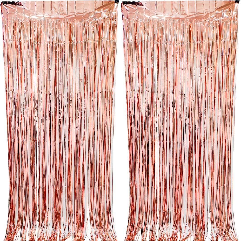 CYBERNOVA 2 Pack Fringe Curtain Backdrop, 3.2Ft X 6.6Ft Metallic Tinsel Foil Fringe Streamers Curtains Background for Wedding Birthday Anniversary Graduation Party Decoration (Silver) - Blue image number 3