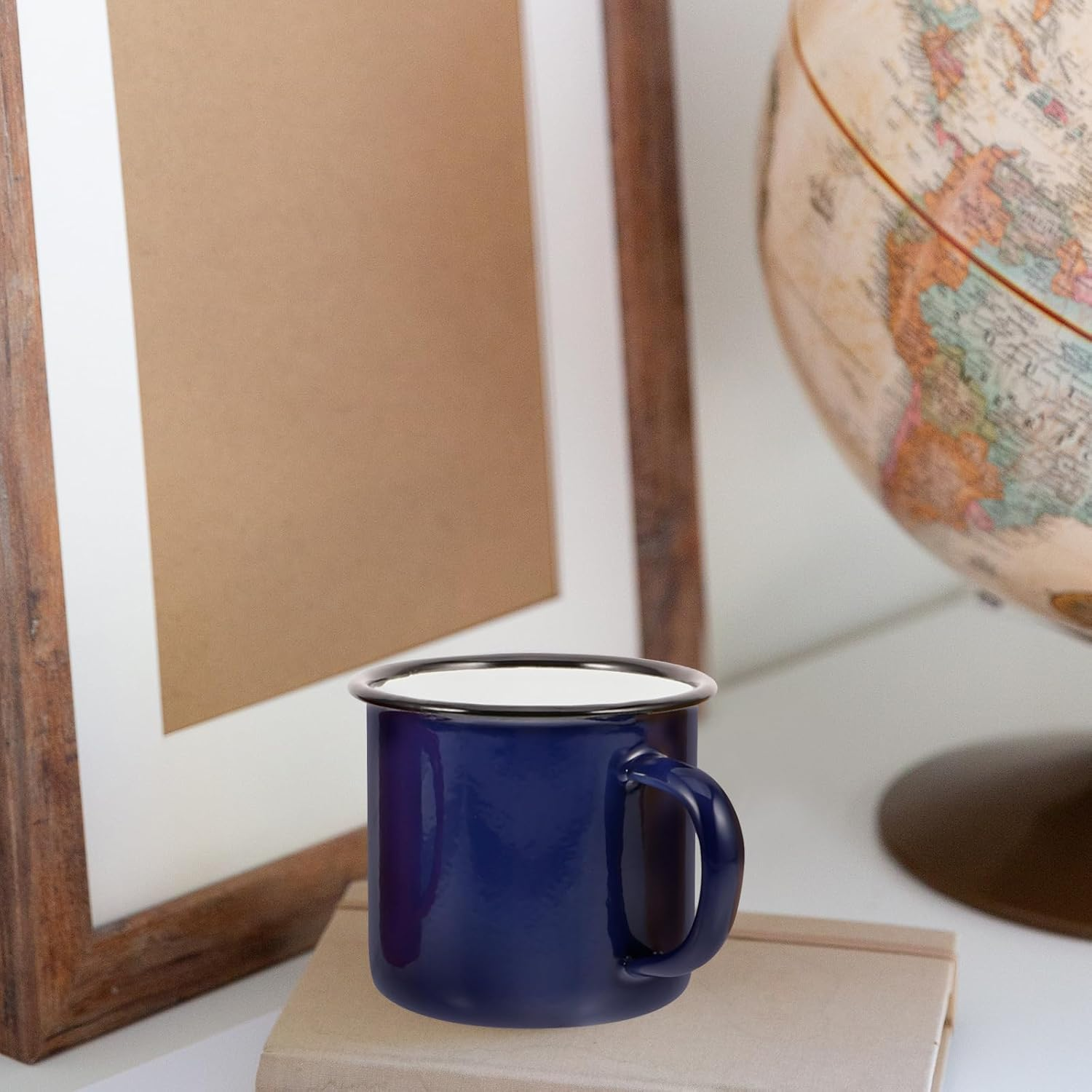 Baluue 4Pcs Enamel Mug 350Ml/12Oz Enamelware Coffee Mug Camping Enamel Mug with Handle, Water Cups Tea Cups Drinking Mugs for Tea Coffee Hot Indoor/Outdoor image number 4