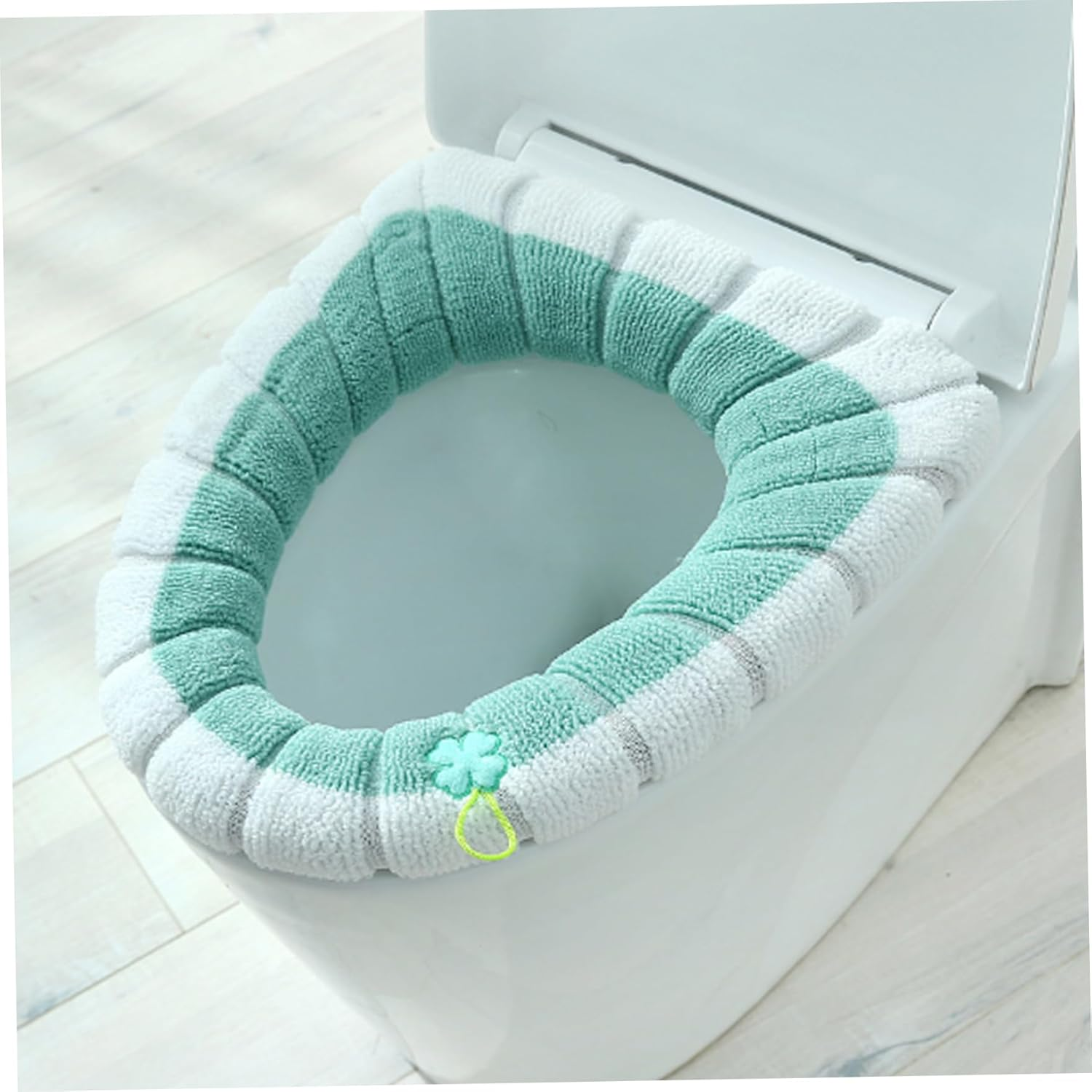 Toilet Seat Covers Toilet Lid Cover 4PCS Soft Toilet Seat Warmer Cushion with Handle Winter Thick Stretchable Washable Bathroom Toilet Seat Cushion Fits All Oval Toilet Seats Type 2 image number 2