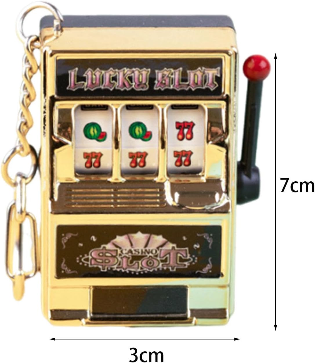Mini Slot Machine Toy Mini Arcade Game Toy Birthday Keychain Fruit Machine Slot Pendant Party Decoration for Boys Girls Women , Golden image number 4