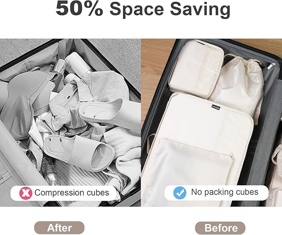 8 Set Packing Cubes for Suitcases, Travel Luggage Packing Organizers with Laundry Bag, Compression Storage Shoe Bag, Clothing Underwear Bag, for Man & Women