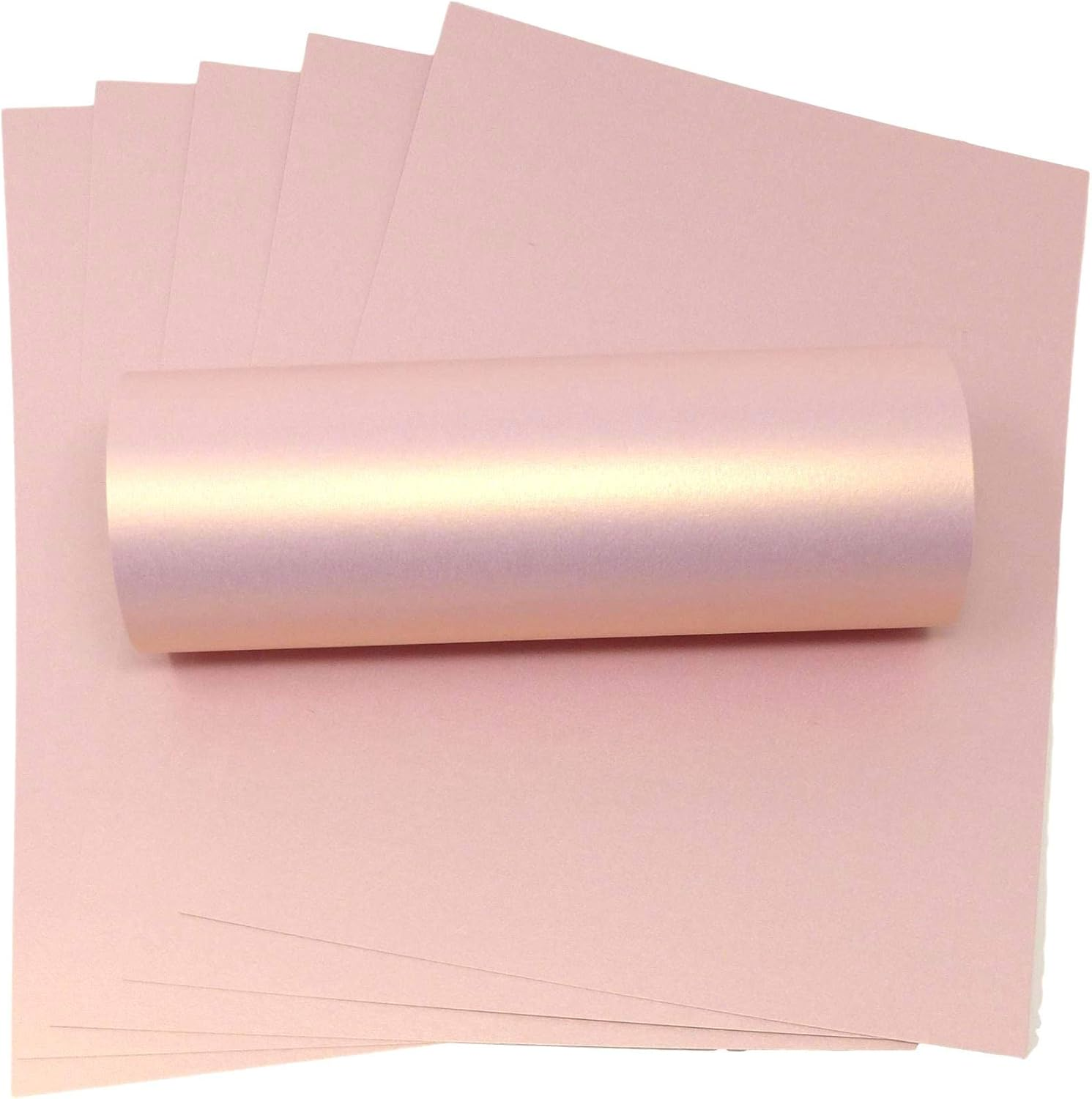 10 Sheets A4 Card Rose Gold Pink with Gold Pearlescent Shimmer Decorative 300Gsm / 110Lb Double Sided Card