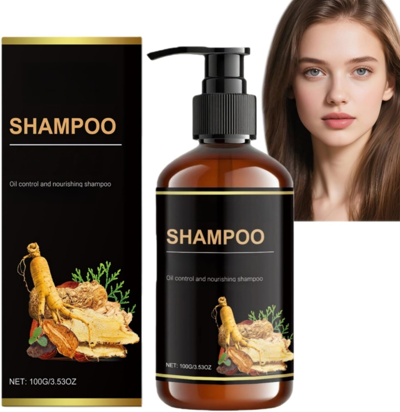 Oil Controlling & Nourishing Rosemary Shampoo with Ginseng Extracts, Sulfate Free for Dry/Oily/Curly Hair, Nourishing & Strengthening Shampoo for Women & Men, Color Safe for Daily Use (1)