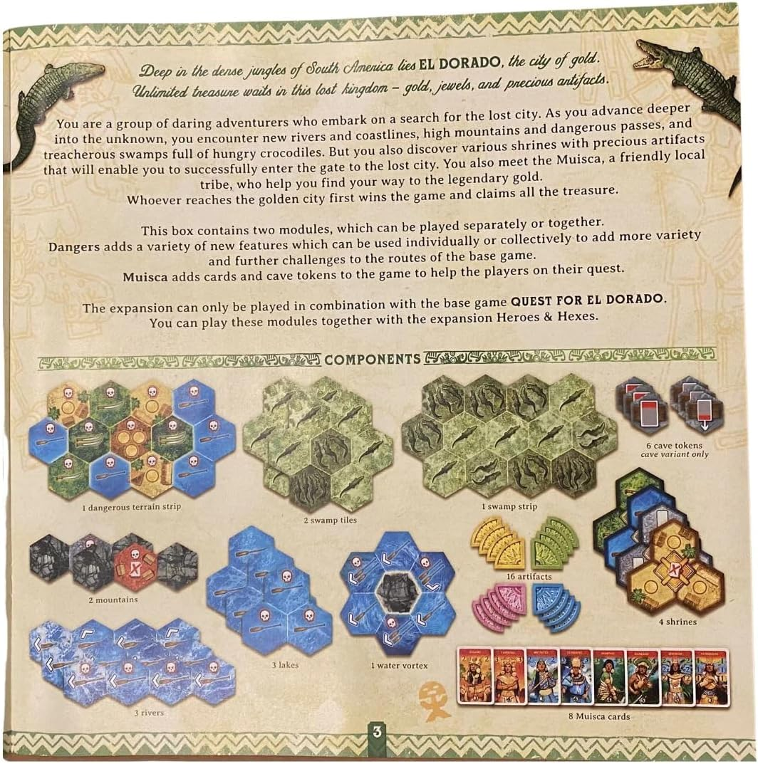 Meeple the Quest for El Dorado Dangers and Muisca Expansion Game image number 2