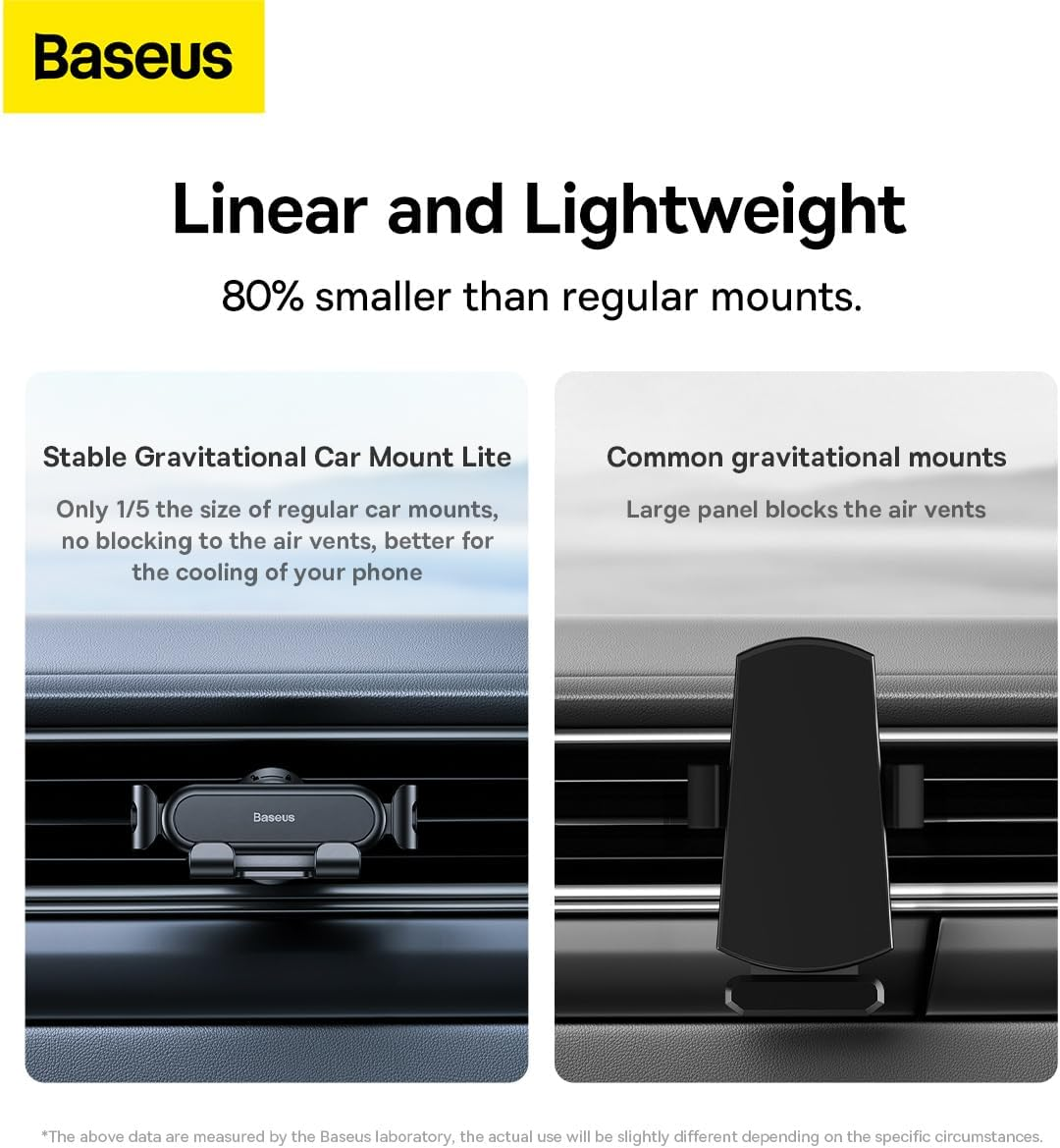 Baseus Stable Gravitational Car Phone Mount, Lite Black image number 6