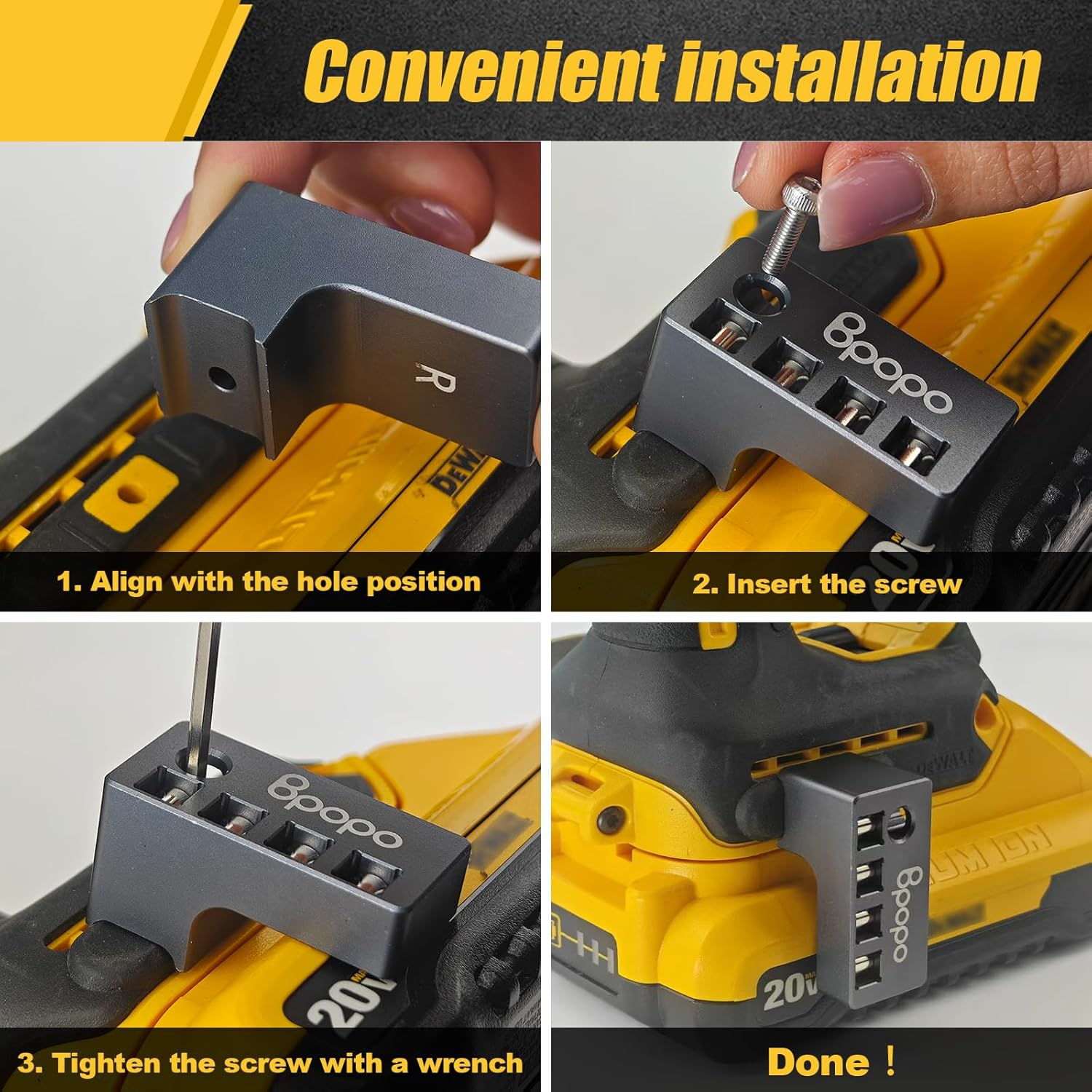 Aluminum 1/4-Inch Hex Bits Holders Fit for Dewalt Wrox Cordless Impacts Screwdrivers, Powerful Magnet Drill Bit Sleeve Organizer,Easy Access to Hex Screw Bit Storage on Side of Power Drill,Right Side image number 2
