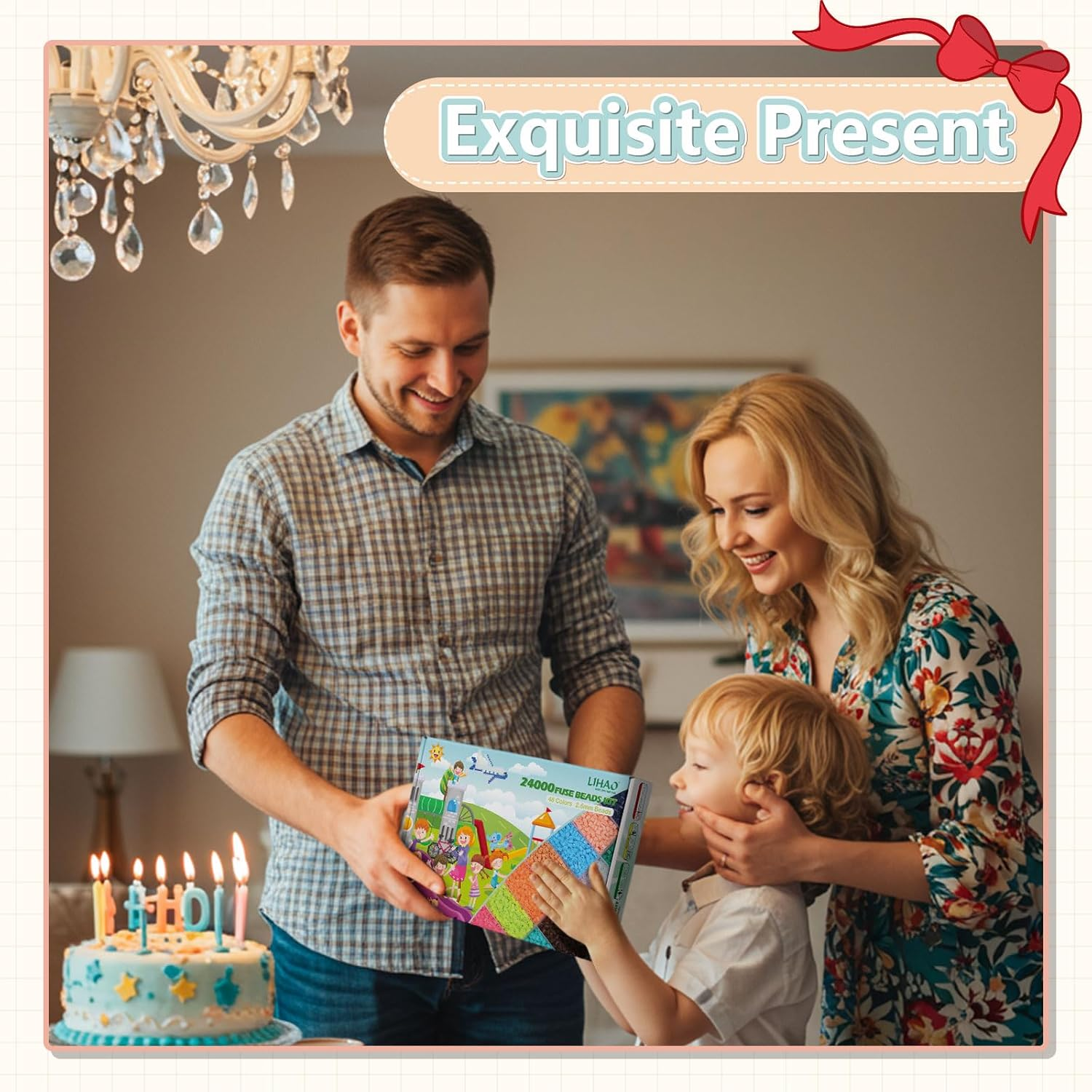 GWHOLE 48 Colors 2.6Mm Fuse Beads Kit 24000 PCS Craft Kit Ironing Beads with Ironing Paper Beads Pegboards and Tweezers for DIY Arts and Crafts image number 2