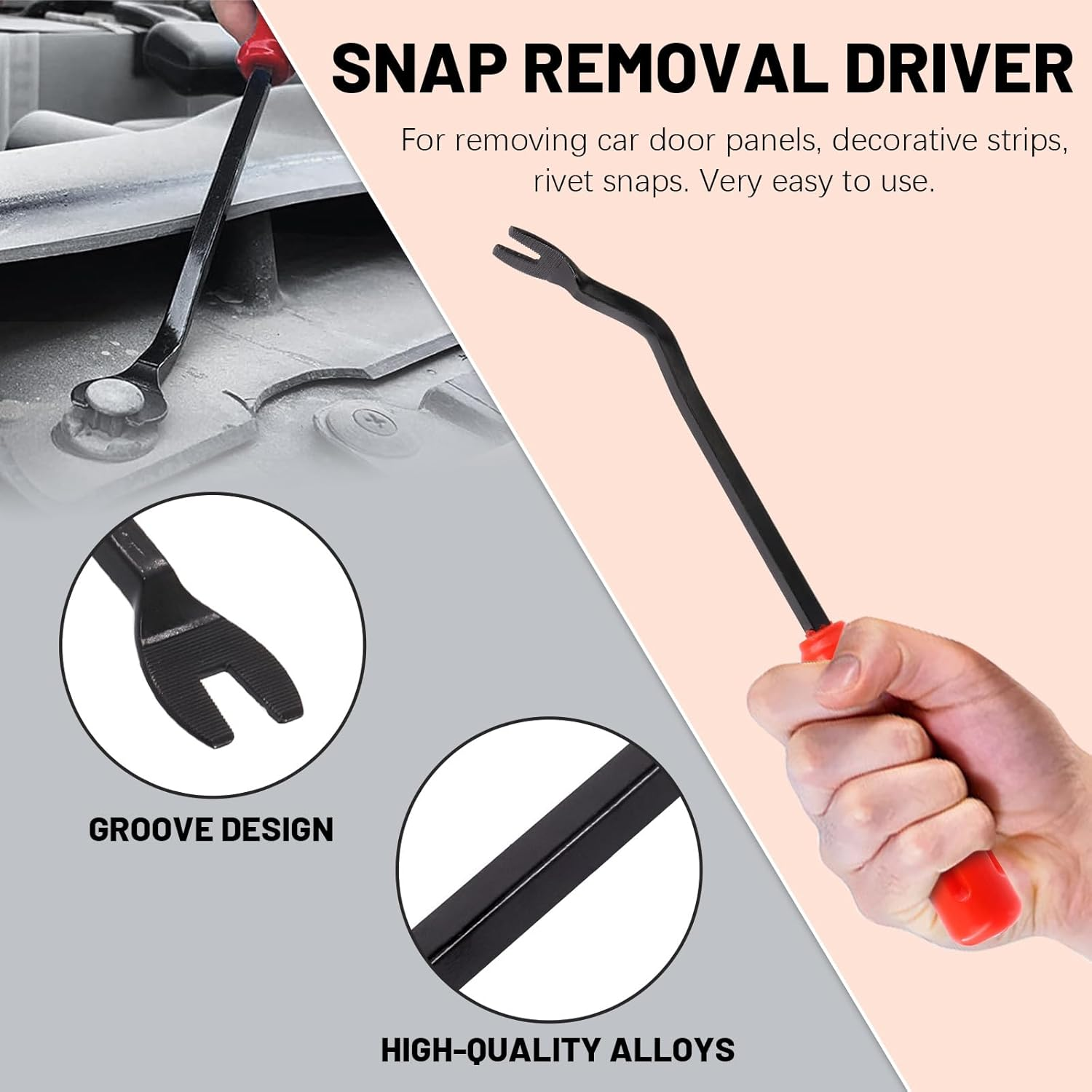 Tanstic 47 Pcs Plastic Rivet Guns Set, Includes 40 Pcs Black Nylon Blind Rivets, Hand Riveter, Bra Removal Tool, Precision Hook Set with Storage Case for Cars image number 1