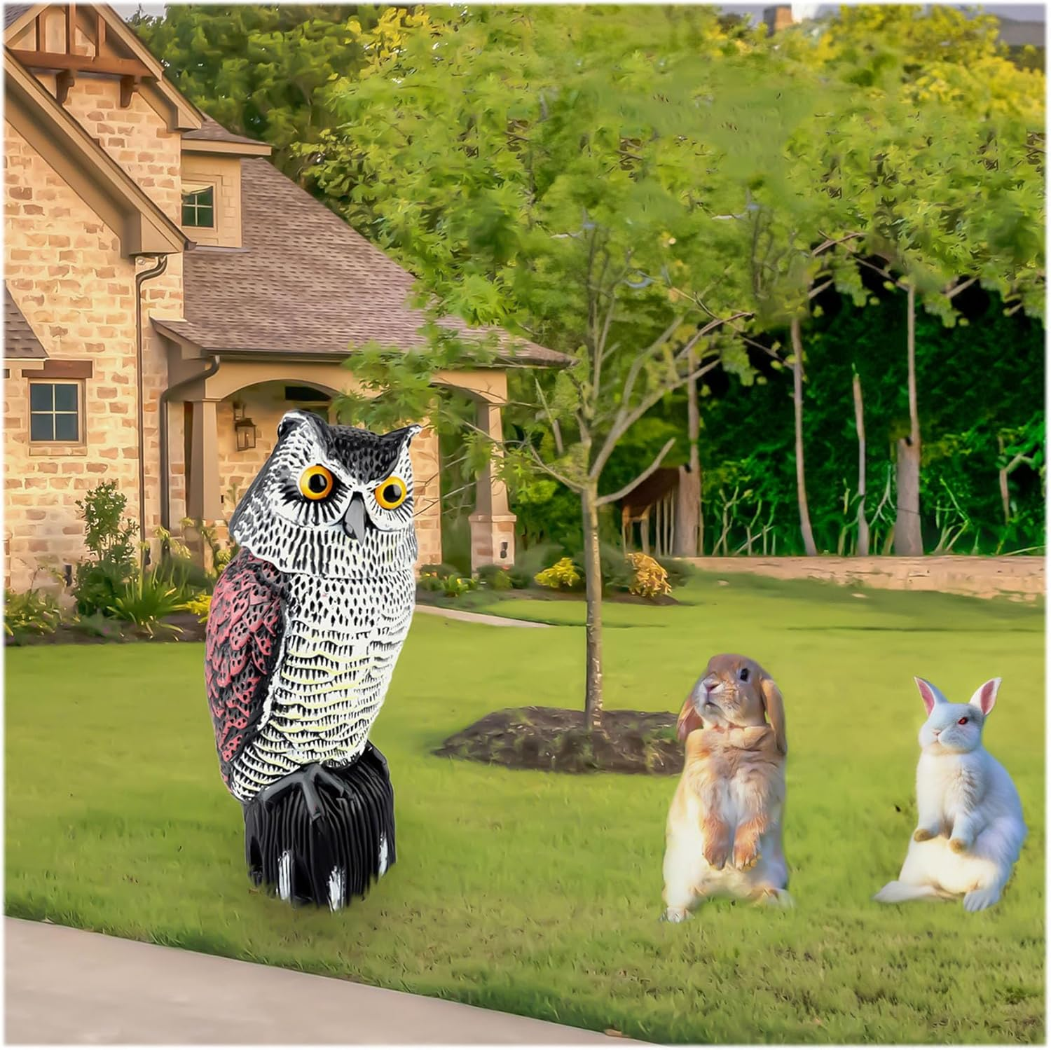 Scarecrows for Outside, Scarecrow Fake Owl with Rotating Head, Owl Decoy to Scare Birds Away Bird Deterrents for Outside, Woodpecker Deterrent, Plastic Owl Statue for Outdoor Garden Yard (1 Pack) image number 3