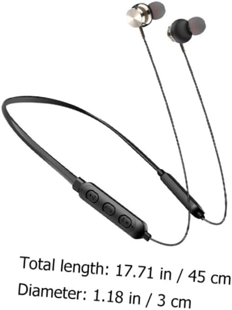 Uonlytech 5.0 Neckband In-Ear Headphones Wireless Earbuds Sweat-Resistant Sports Headset Compact Magnetic Neck Hanging for Outdoor Fitness Black