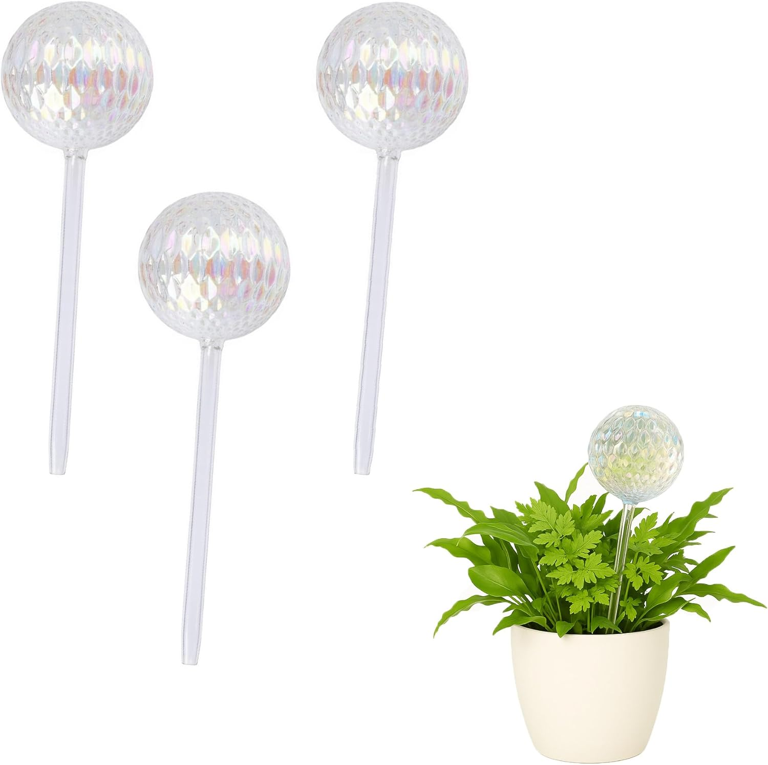 Crystal Clear Self-Watering Globe, Iridescent Glass Plant Watering Bulb, Decorative Indoor Outdoor Plant Care, Diamond Pattern Design image number 5