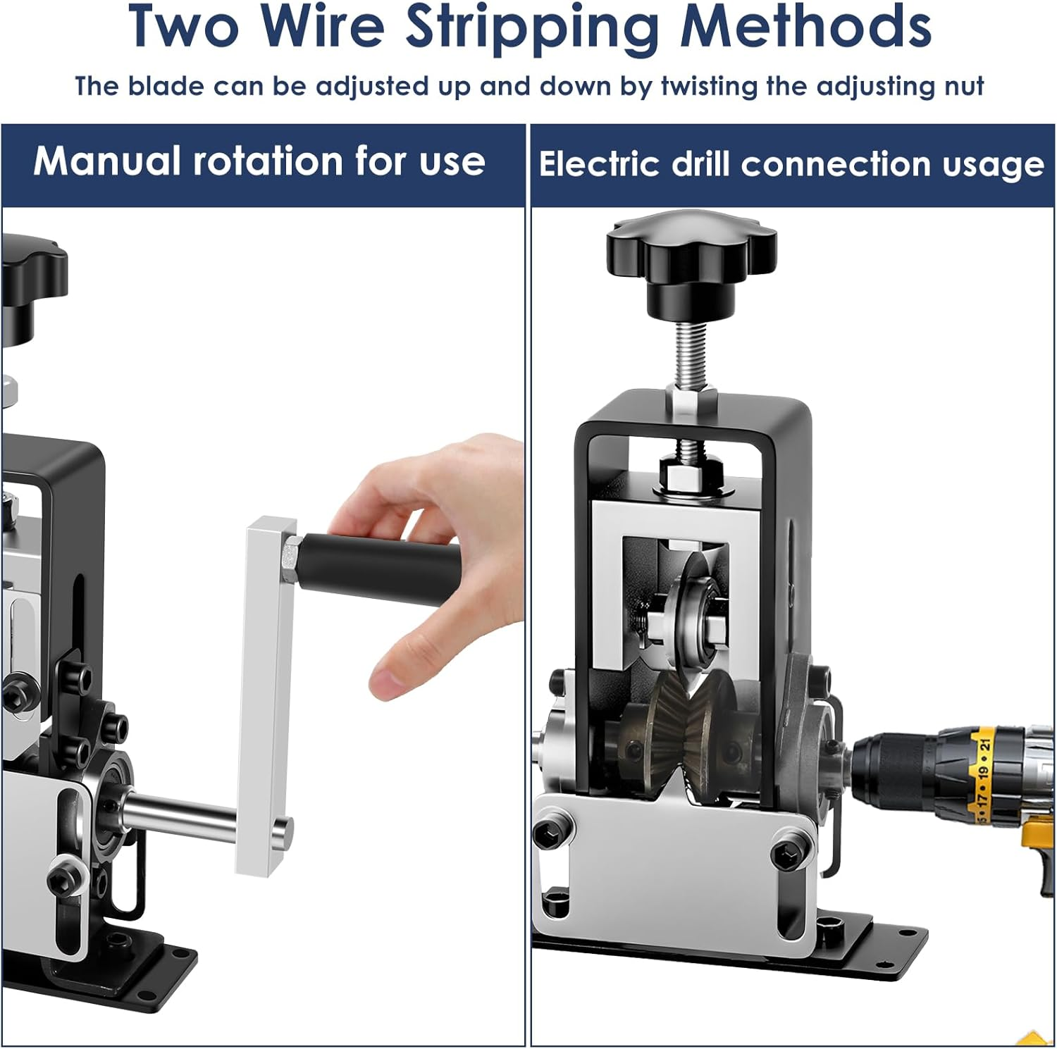Djapwpx-Wire Stripper Machine Portable Copper Wire Stripper with Hand Crank High Carbon Steel Manual Wire Stripping Machine Multipurpose Wire Stripper Tool for Scrap Copper Wire Recycling image number 3