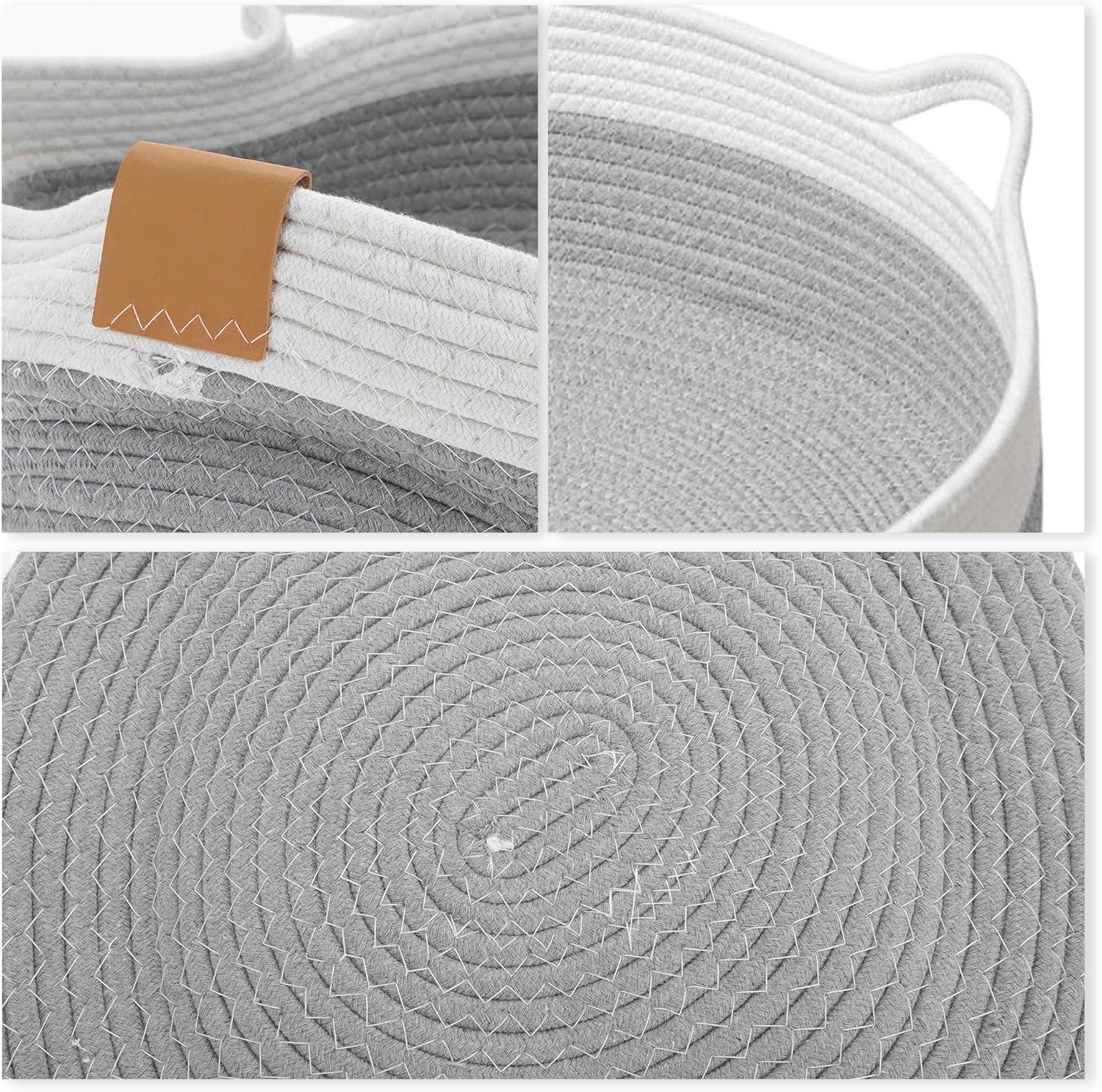 CAPASTEC Woven Cat Bed, 40 Cm Diameter, Foldable Basket Nesting Site, Breathable Pet Lounger, Claw Abrasion-Resistant Universal Kitten Bed, Light Grey image number 3