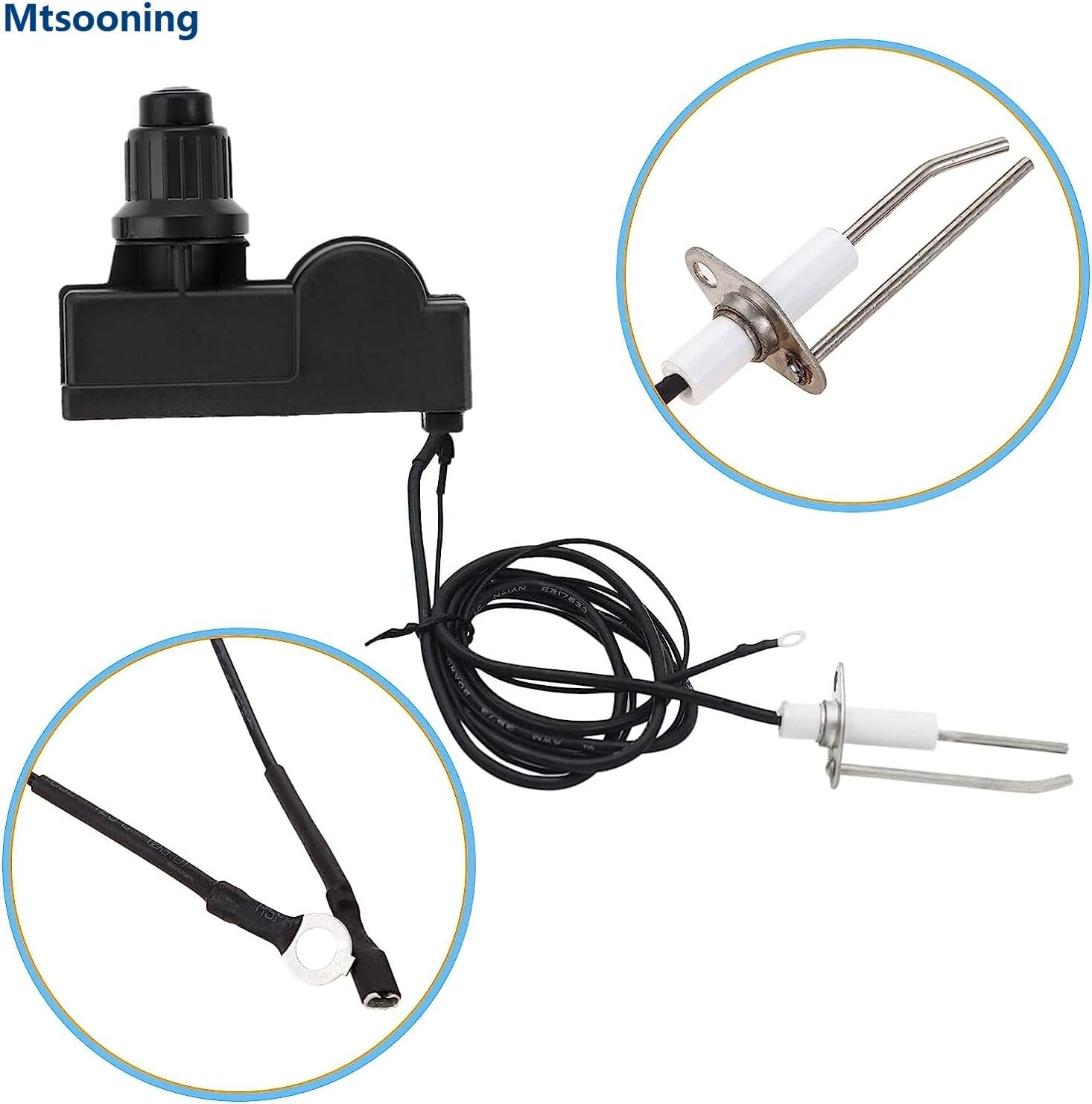 Mtsooning Low Pressure LPG Propane Gas Fireplace Fire Pit Flame Failure Safety Control Valve Kit with Igniter Assembly Fire Pit Igniter, Push Button Ignition Kit for Gas Grill, Heater, Fire Pit image number 1