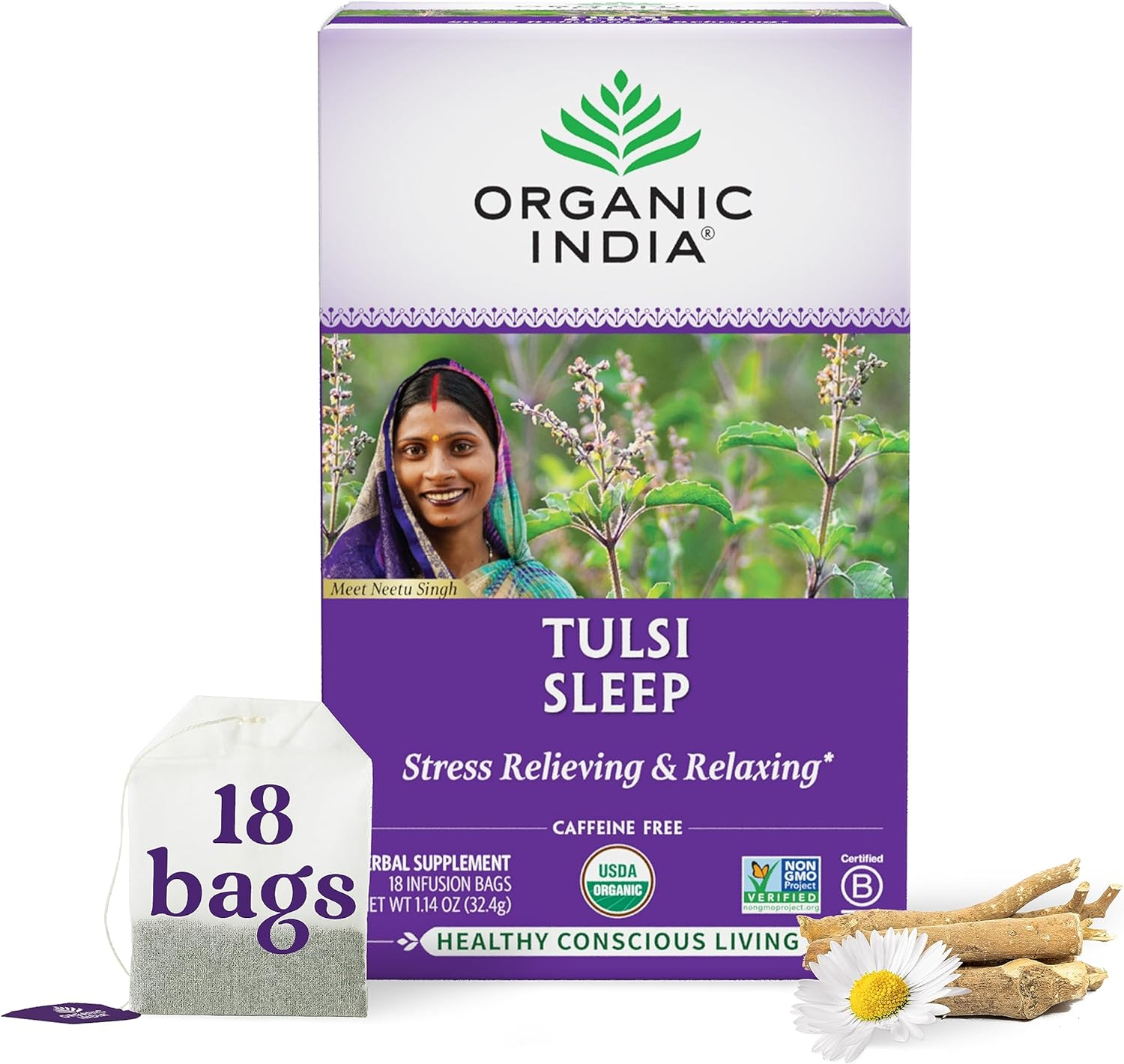 Organic India Tulsi Wellness Sleep Tea, 25 Tea Bags image number 5