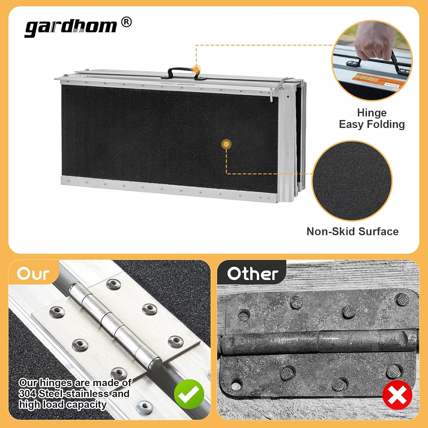 Gardhom Ramps for Wheelchairs for Home 5FT，152.5 * 74Cm Portable Handicap Ramps image number 2