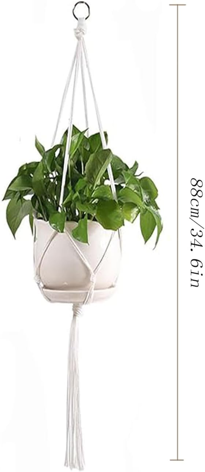 3Pcs Macrame Plant Hangers, Hanging Planter Basket, Boho Handwoven Cotton Rope Hanging Plant Holder, Ceiling Flower Pots Holder Decorative Stand for Indoor Outdoor Home Balcony Decor, Ivory image number 1