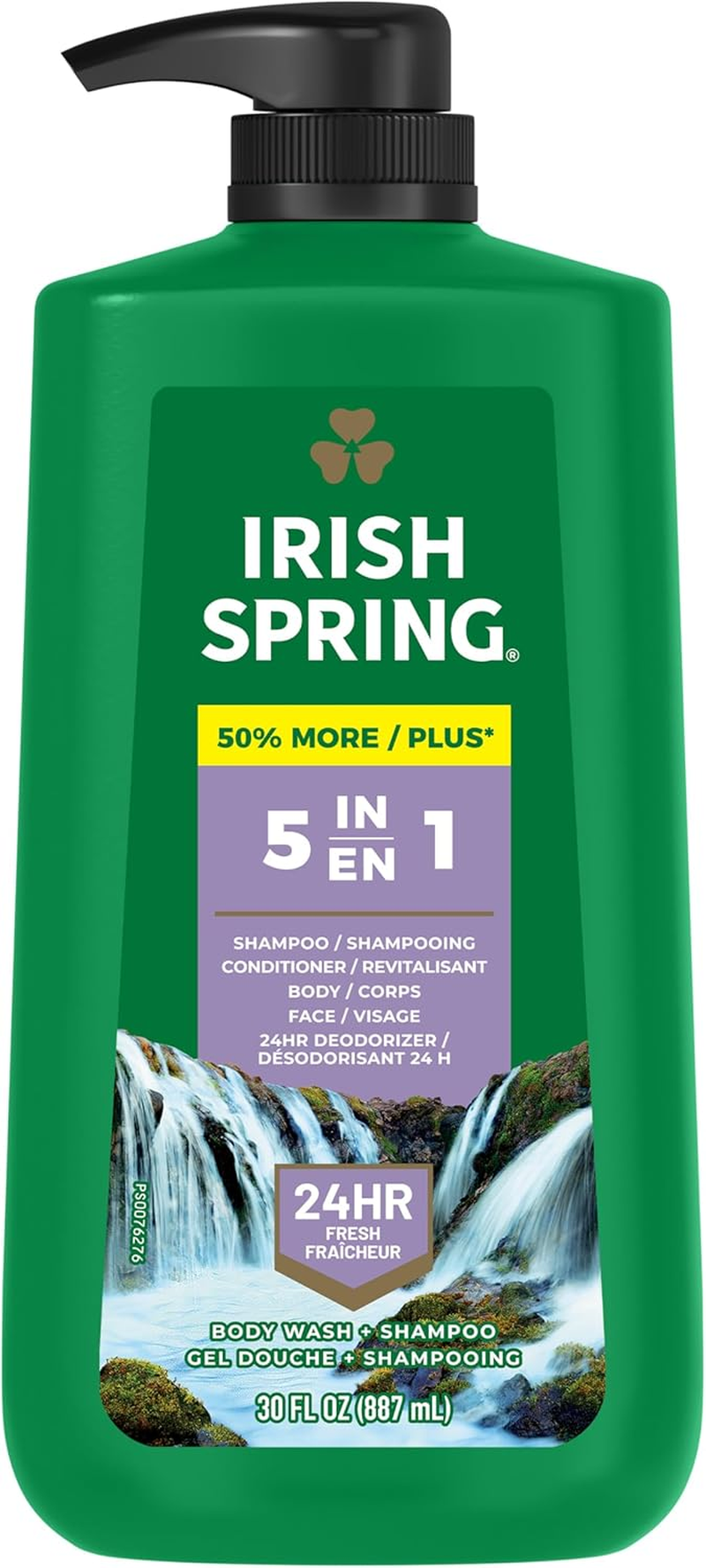 Irish Spring 5 in 1 Body Wash for Men, Men'S Body Wash, Smell Fresh and Clean for 24 Hours, Conditions and Cleans Body, Face, and Hair, Made with Biodegradable Ingredients, 30 Oz Pump image number 3