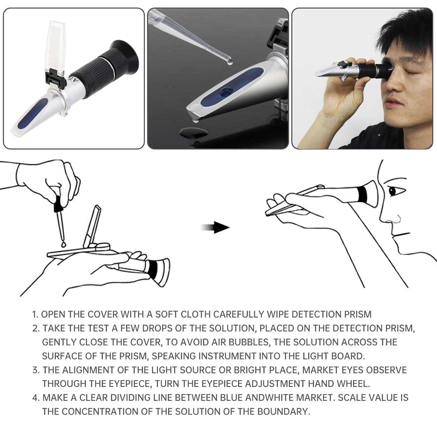 Origlam 4-In-1 Car Adblue Urea Refractometer Battery Fluid Ethylene Propylene Glycol ATC image number 6