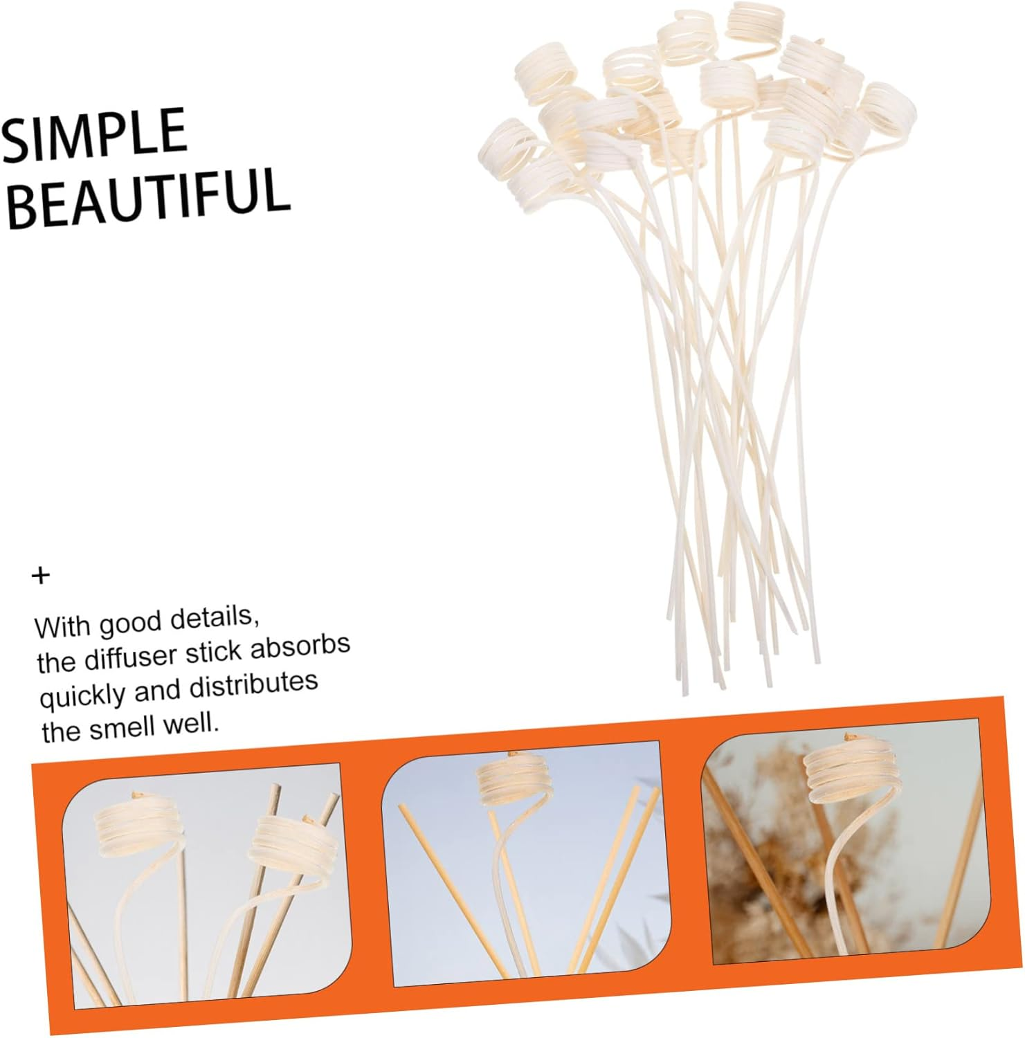 20Pcs Replaceable Aroma Diffuser Sticks Rattan Essential Oil Reed Diffuser Sticks for Home Fragrance Wedding Aromatherapy Household Use
