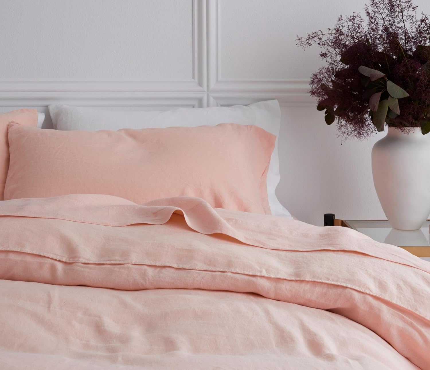 100% French Flax Linen Quilt Cover Set | Breathable, Durable, and Stonewashed for Ultimate Softness - Single in Soft Pink image number 5