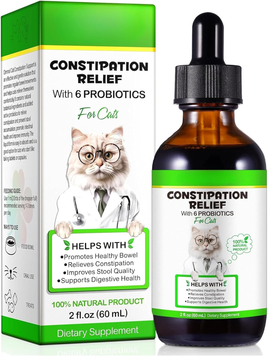 Cat Constipation Relief Drops 60Ml | 100% Natural Cat Laxative with 6 Probiotics | Effective Stool Softener for Cats | Promotes Digestive Health | Chicken Flavour image number 6