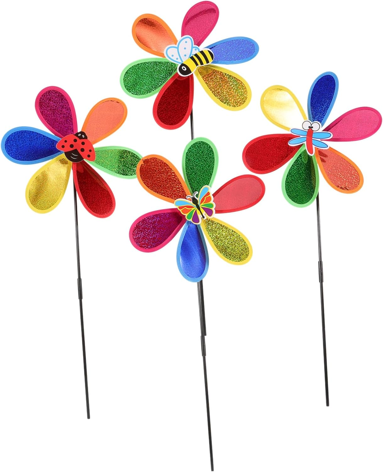 Kisangel 4Pcs Colorful Plastic Garden Pinwheel Decor Outdoor Lawn Spinner Windmill Ornaments for Party and Yard Decoration Random Style image number 3