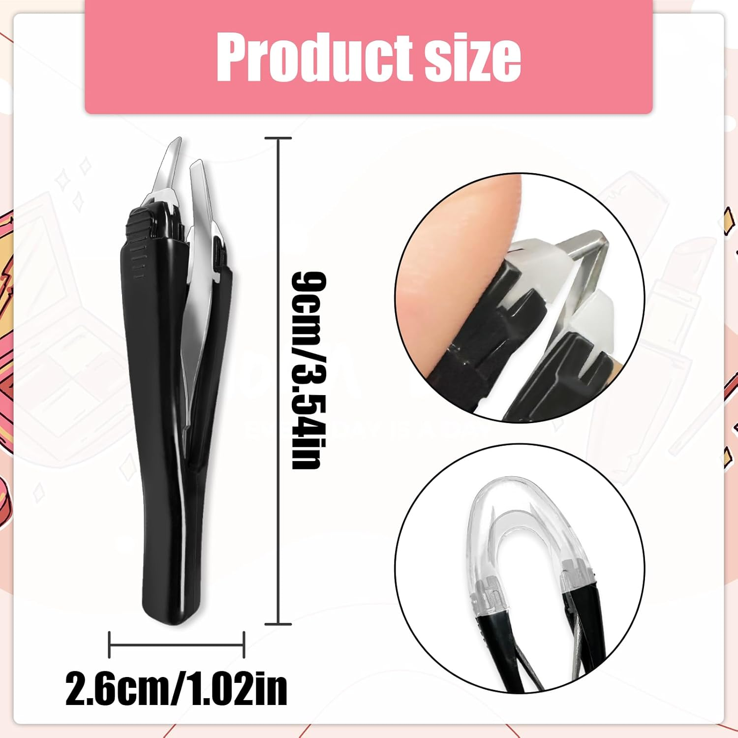 WELANE Professional Eyebrow Tweezer, 1 PCS Stainless Steel Slant Tip Tweezer for Facial, Brow, Ingrown Hair Removal (Black) image number 3
