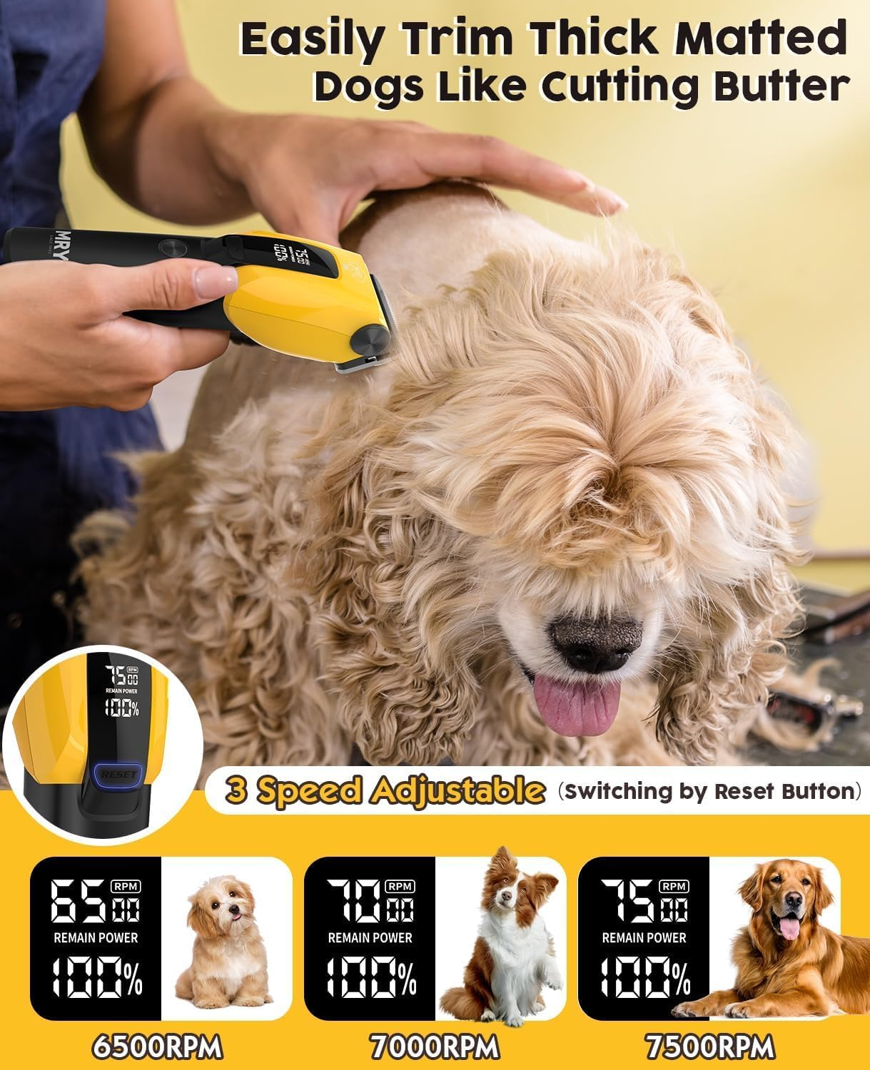 Dog Grooming Kit with 6 Guide Combs, USB Rechargeable Dog Clippers, Low Noise Cordless Electric Pet Hair Trimmers Set for Small Large Dogs Cats image number 3