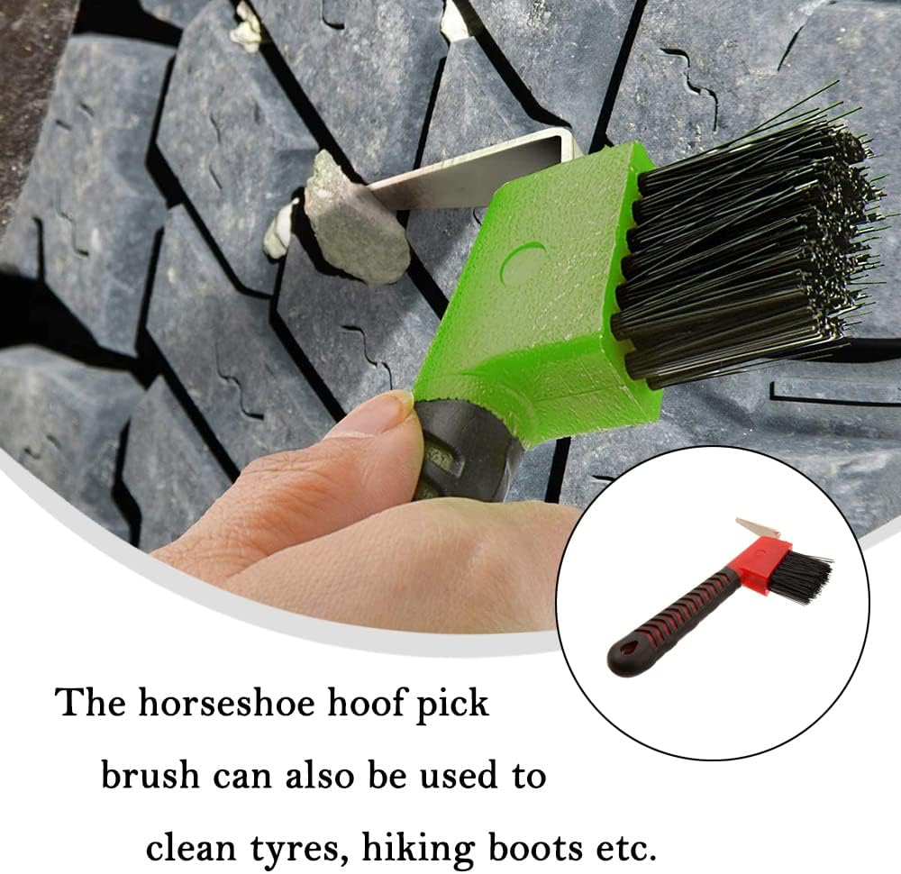 Dhinkyoung Horse Hoof Pick Brush with Handle, Sturdy Hoofpick Brush, Horseshoe Brush Horses Hoof Groove Cleaner for Horses, Donkey, Goat, Tires and Hiking Boots(Random Colour) image number 1