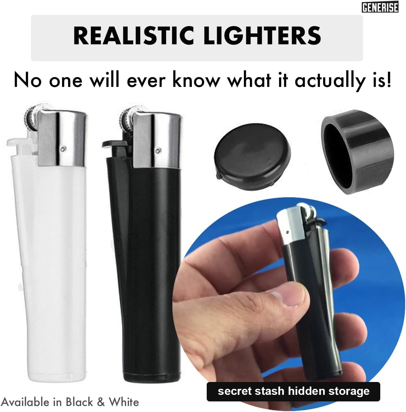 Genrise Stash Lighter Secret Stash Diversion Lighter with Hidden Storage Secret Compartment Safe for Diversion and Hiding Private Items at Home, Festivals, Car, Travel Etc (Black)