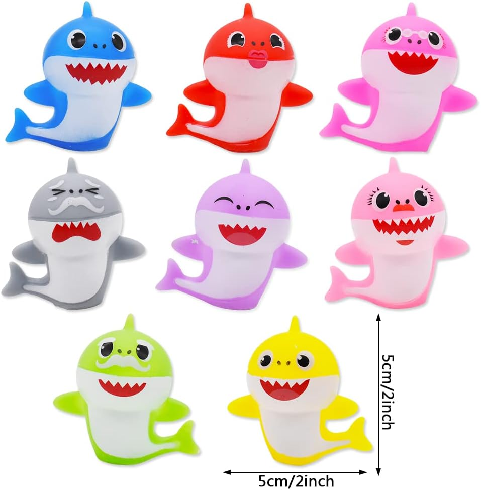 Shark Birthday Decoration Set Shark Cake Topper Shark Figures Cake Party Accessories Cute Shark Family Party Cake Decoration Supplies for Children Baby Shower Birthday Pack of 8 image number 5