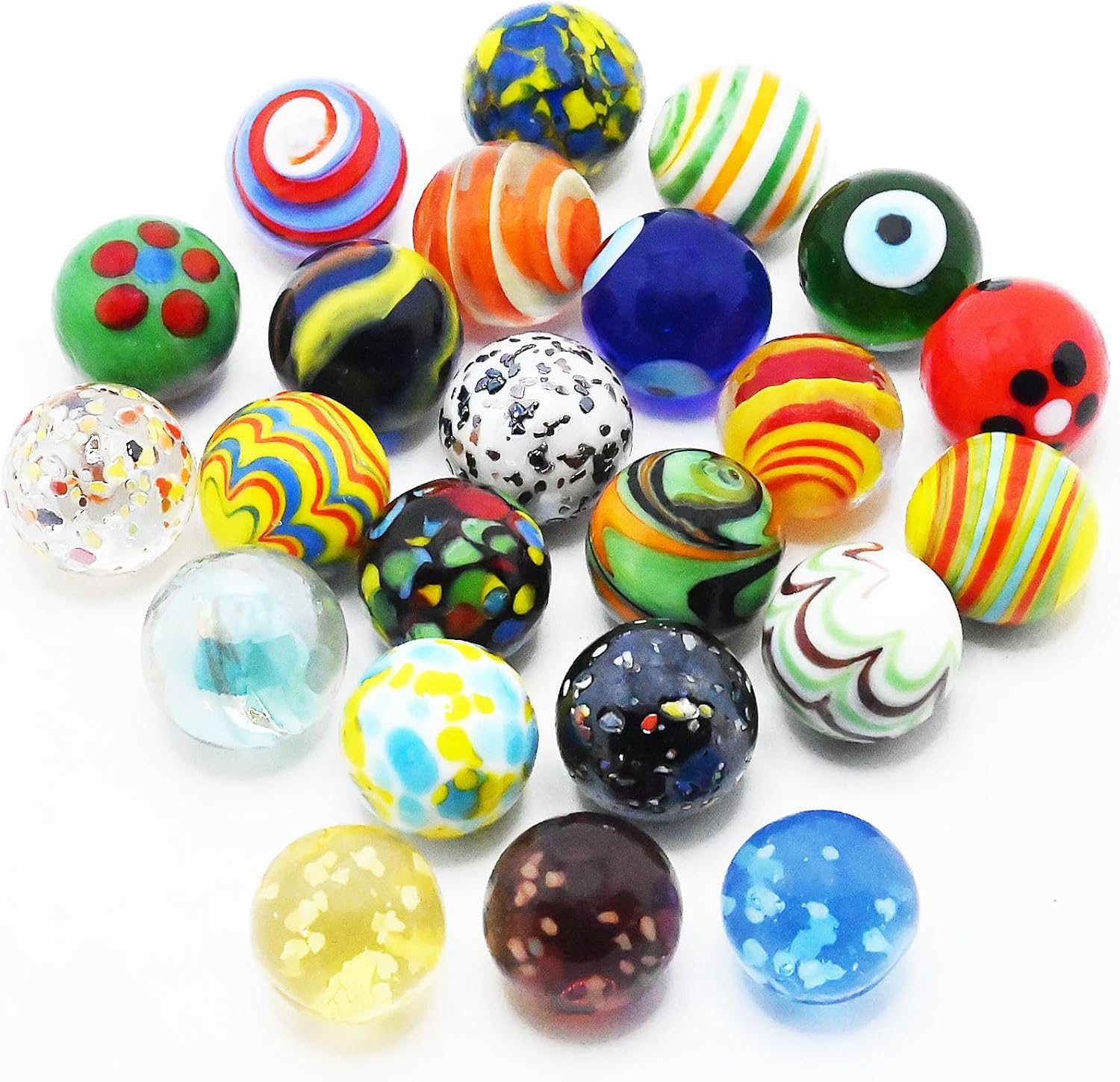 VEALIZUU 20 PCS Glass Marbles for Kids, Marble Games and Marble Run Accessories for Boys and Girls, Beautiful Marbles Bulk for Home Decoration