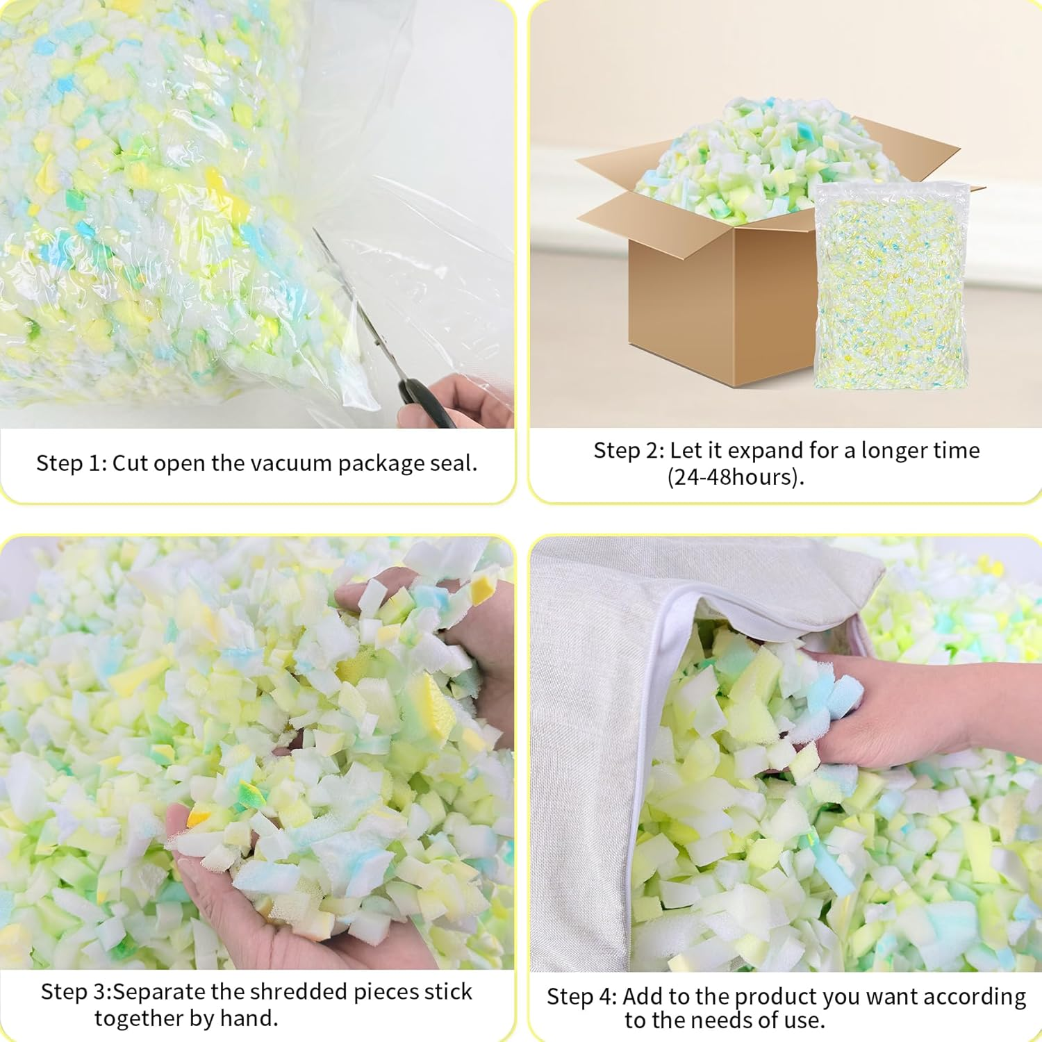 Jecqbor 10Lbs Bean Bag Filling,Bean Bag Filler,Shredded Memory Foam for Bean Bag Chair Stuffing, Real Memory Foam Filler, Memory Foam Stuffing for Bean Bag Sofa, Bean Bags, Dog Beds image number 6