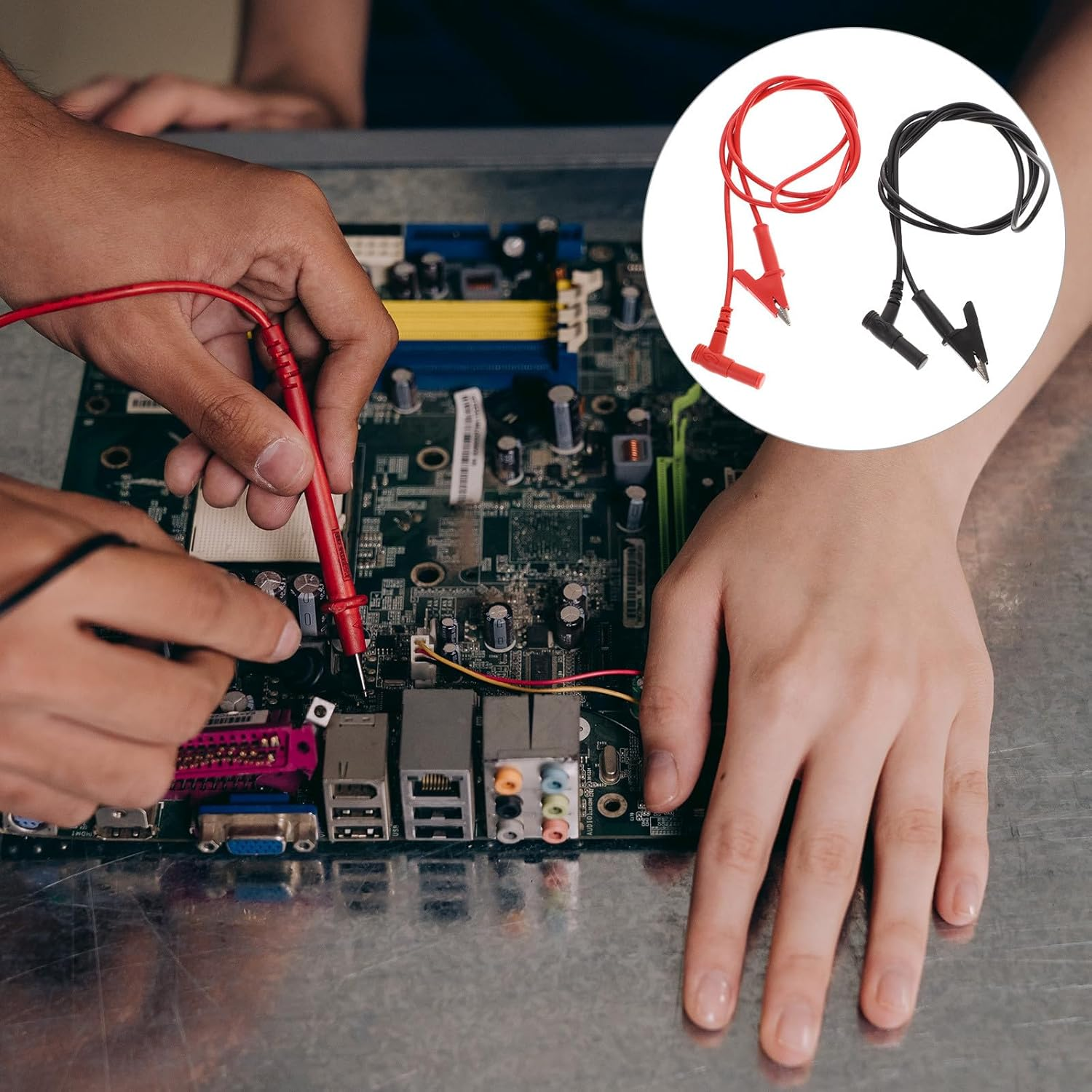 Gadpiparty Multimeter Alligator Clips Test Cable Probes Shaped Banana Plugs Copper Tips Insulated Rubber Leads for Electronic Testing and Power Supplies Black Red image number 3