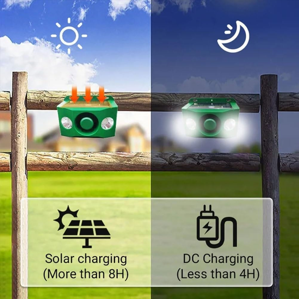 Beast Repellent Solar Warning Lights with Loud Volume,Solar Animal Repellent Alarm,Solars Lights Outdoor,Solars Security with Loud Volume for Orchard Farm Barn Yard(2 Spotlights)