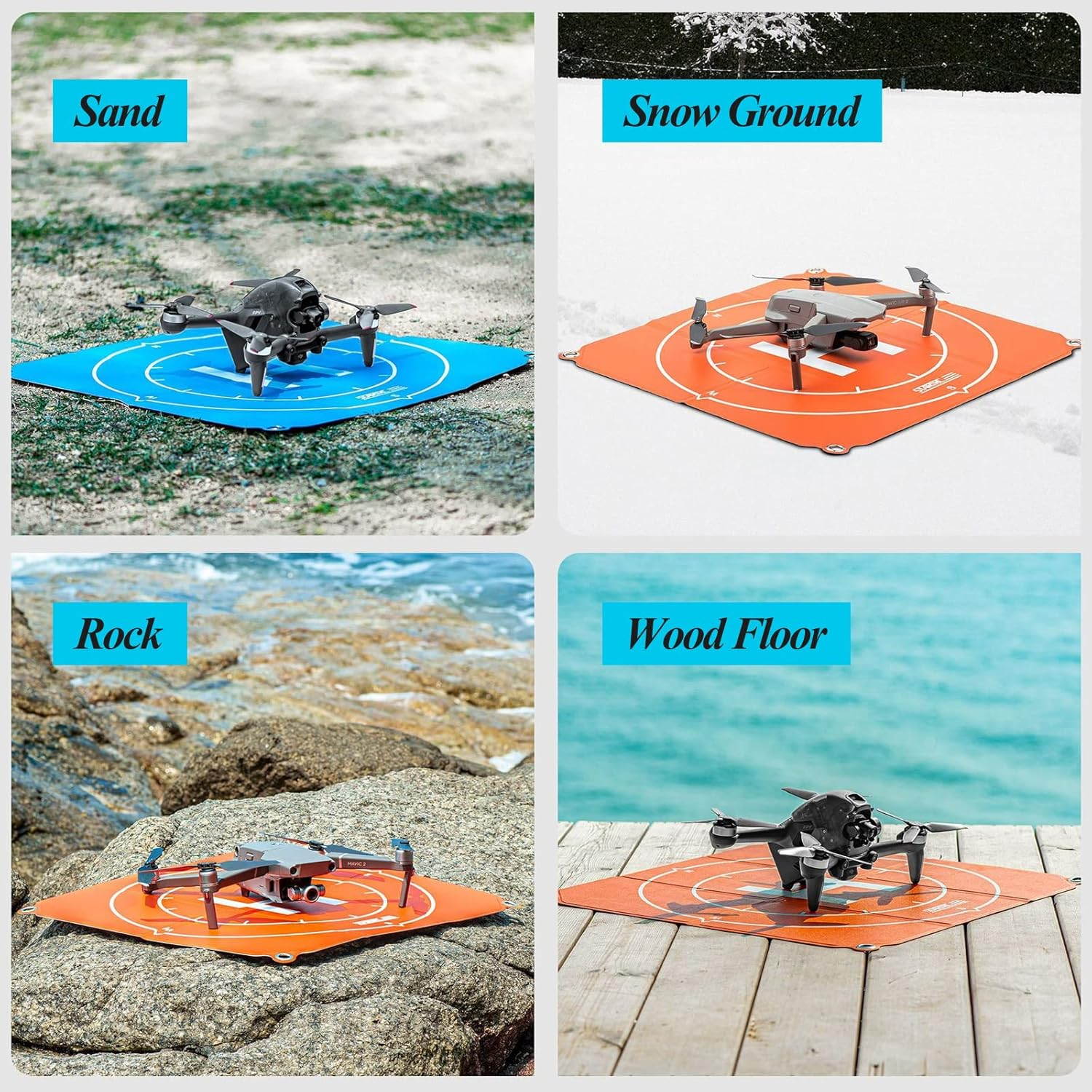 Sazak 50Cm/20Inch Universal Drone Landing Pad Foldable Double-Side Waterproof Helreplacement for DJI Mavic Mini/ Mini2/ Air 2S/ Air 2/ Mavic 2 Pro/Fpv image number 6