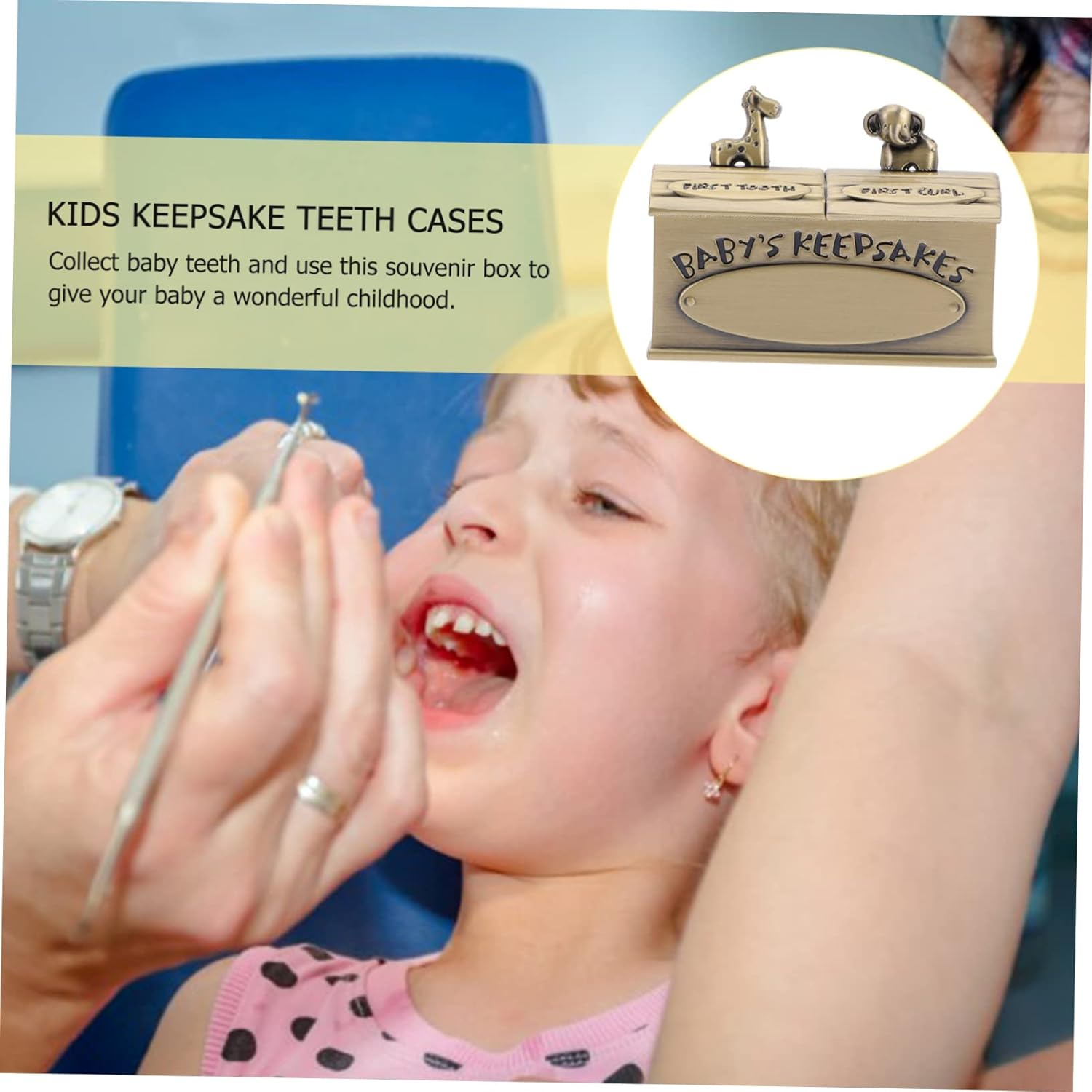 Keepsake Box for First Tooth and Lanugo Metal Tooth Container for Newborn Durable and Safe Storage Organizer Retro Style