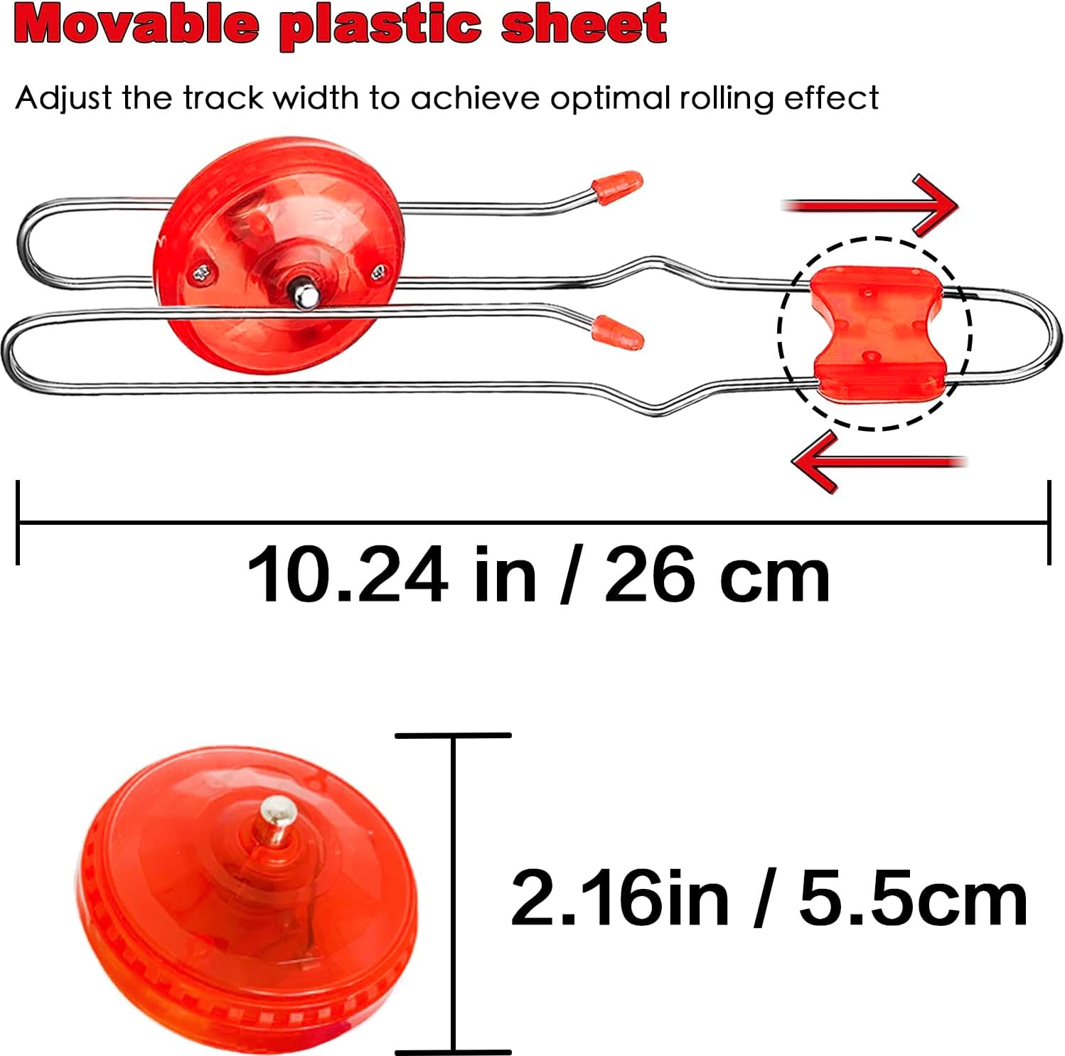 Jishi Retro Magic Rail Twirler Light up Gyro Wheel Magnetic Toy - Pack of 3, Straight Rail Style image number 2