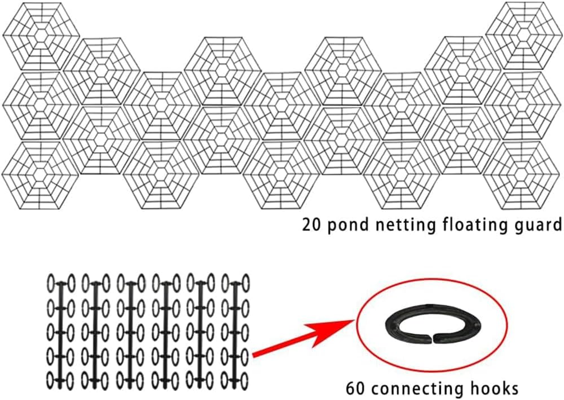 20 Pack Plastic Pond Guard Net Protector,Floating Net,Fish Protector Pond Guard,Floating Pond Netting for Koi,Protection, Heron Deterrent