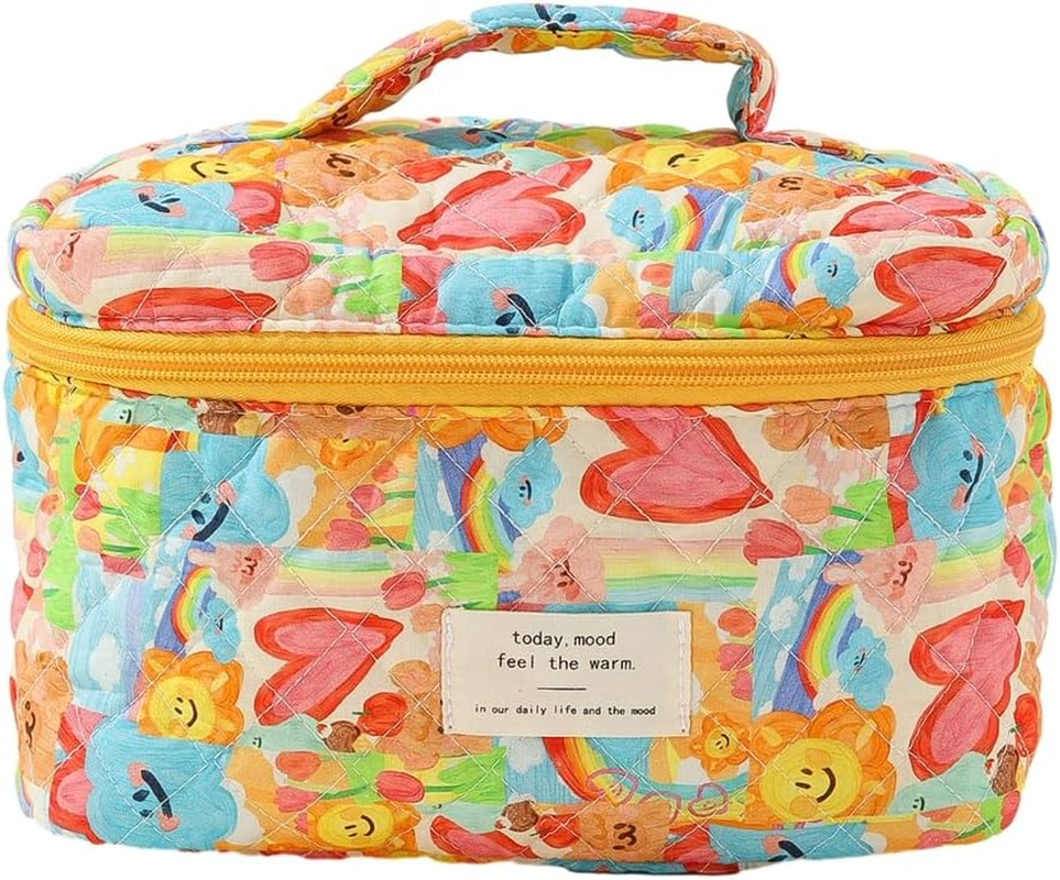 DDPOND Makeup Bag Quilted Toiletry Bags Cosmetic Bag for Travel Makeup Organizer Bag